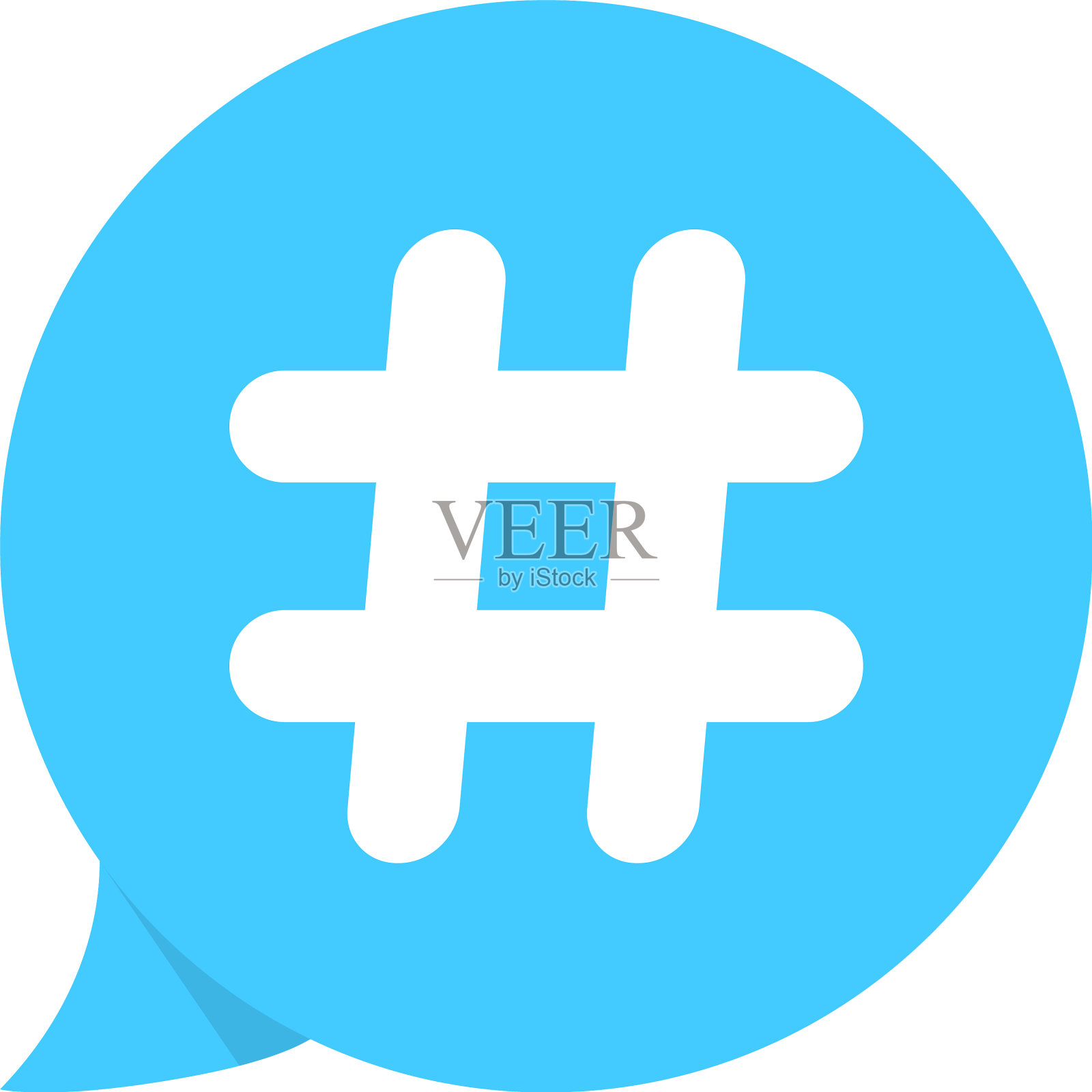 蓝色演讲泡泡上的标签图标素材