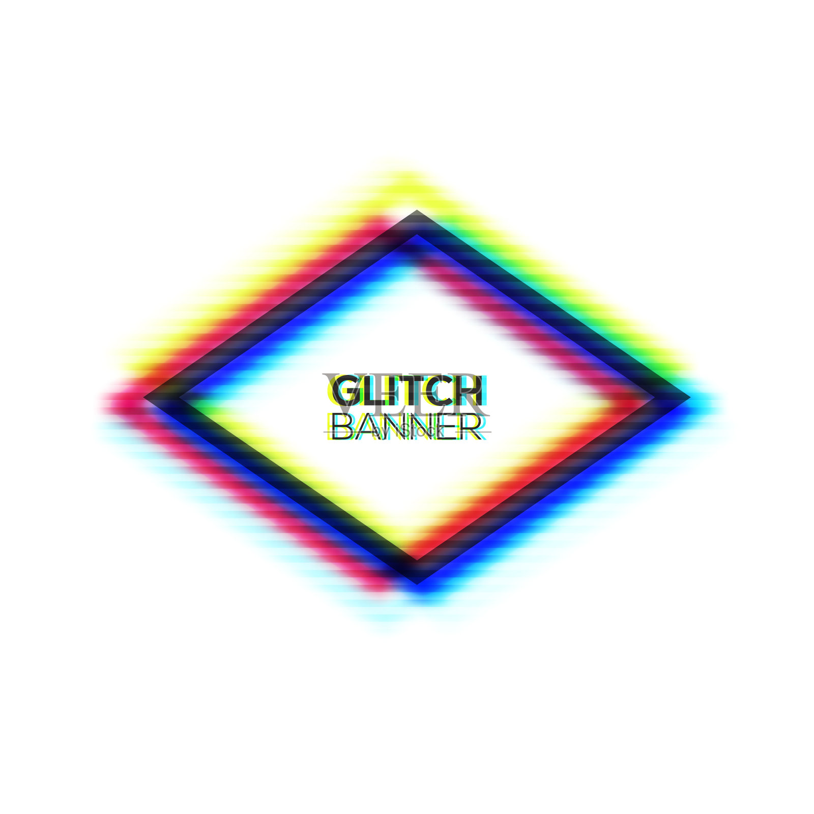 抽象glitch多边形框架几何艺术设计模板素材