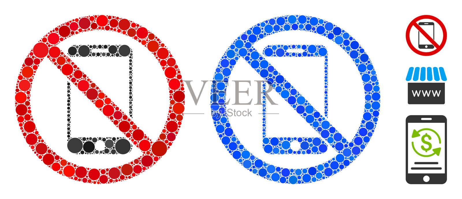 没有智能手机组成图标球形项目插画图片素材