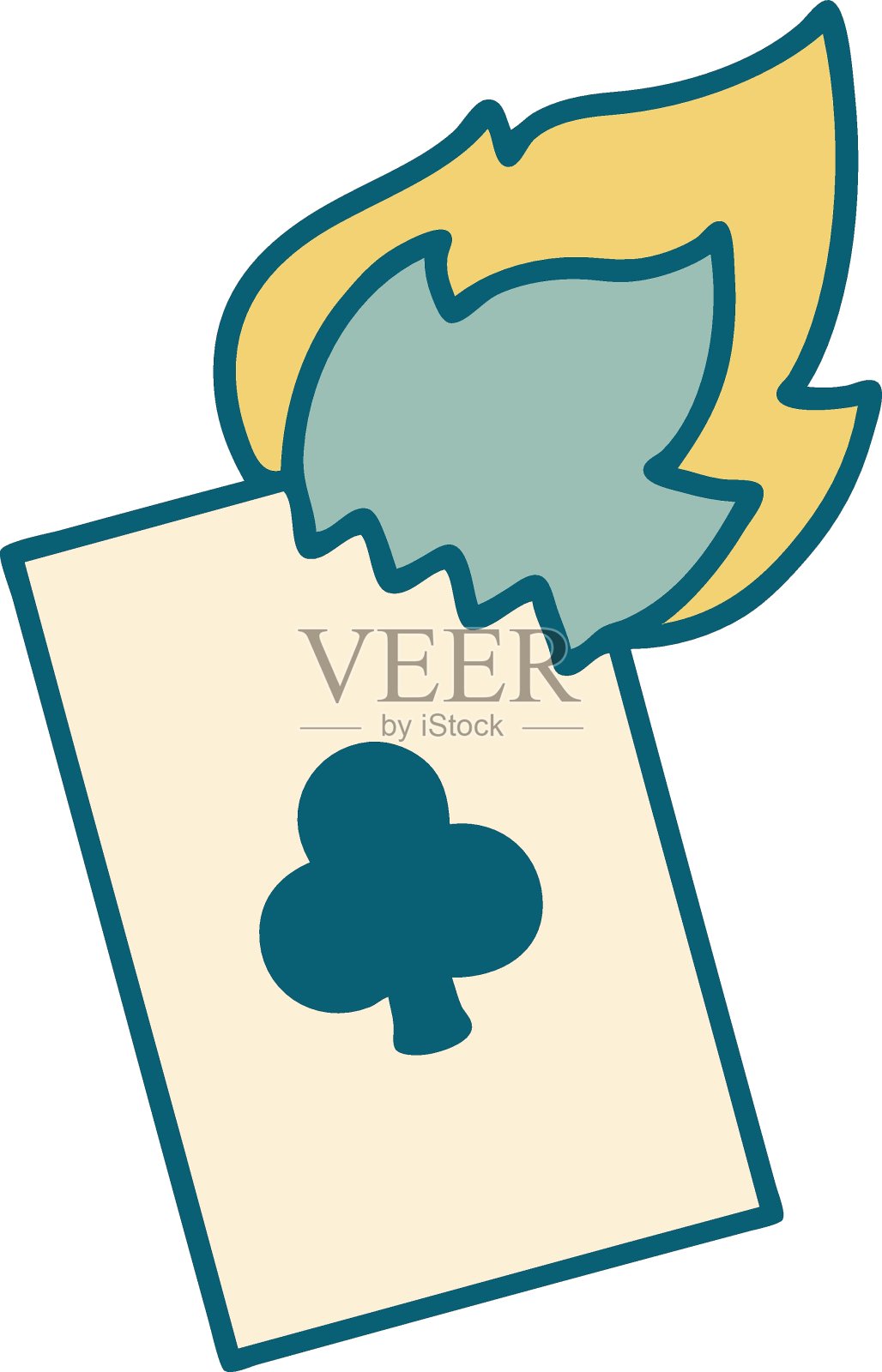 火焰牌的纹身风格图标插画图片素材