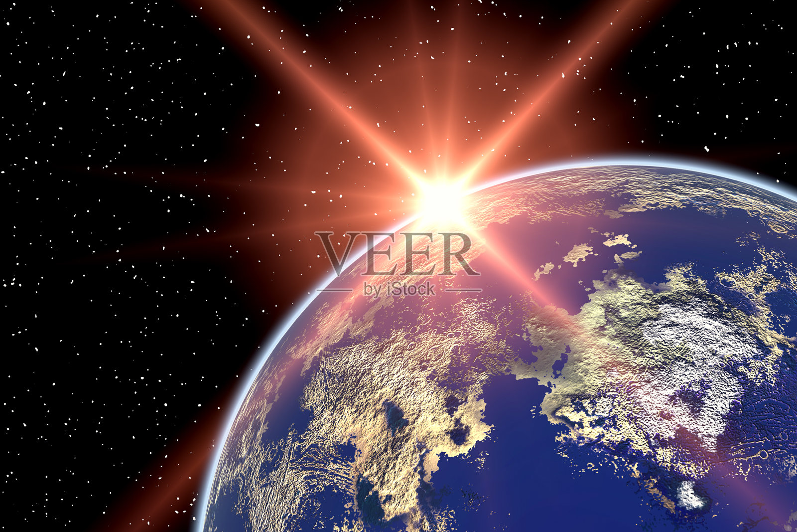 地球和迷人的日出。科学。照片摄影图片