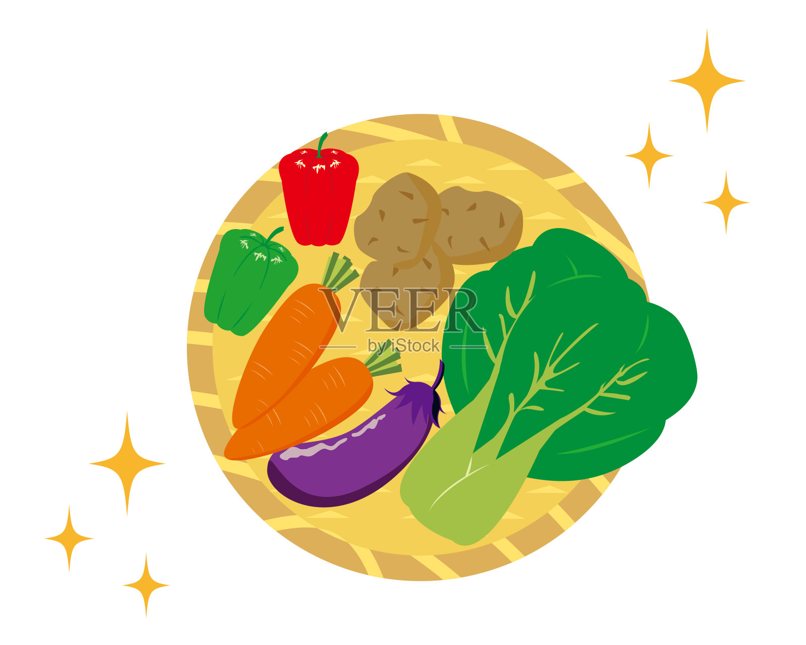矢量插图的绿色黄色蔬菜。蔬菜图标插画图片素材