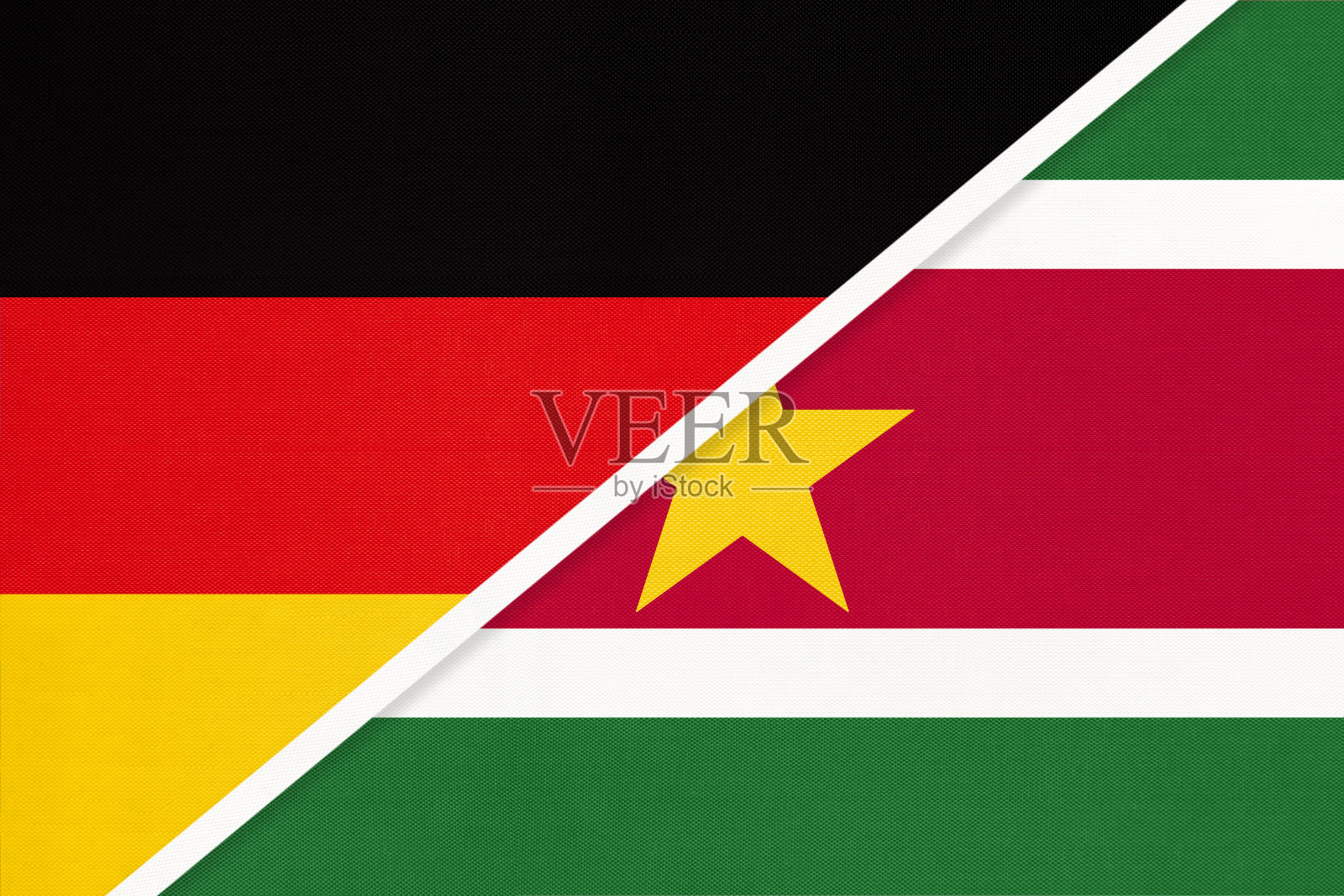 德国vs苏里南，两国国旗的象征。欧洲和美洲国家的关系。插画图片素材