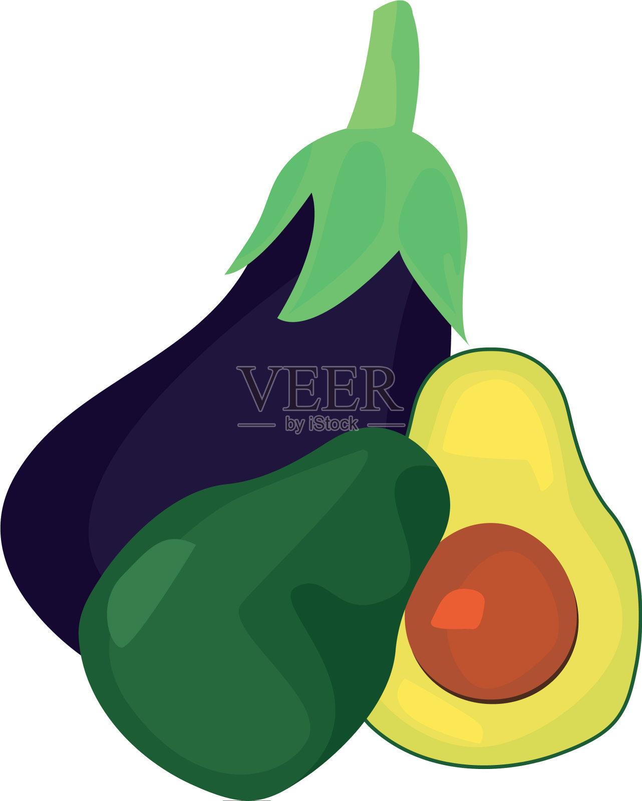 鲜食牛油果茄子图示设计元素图片