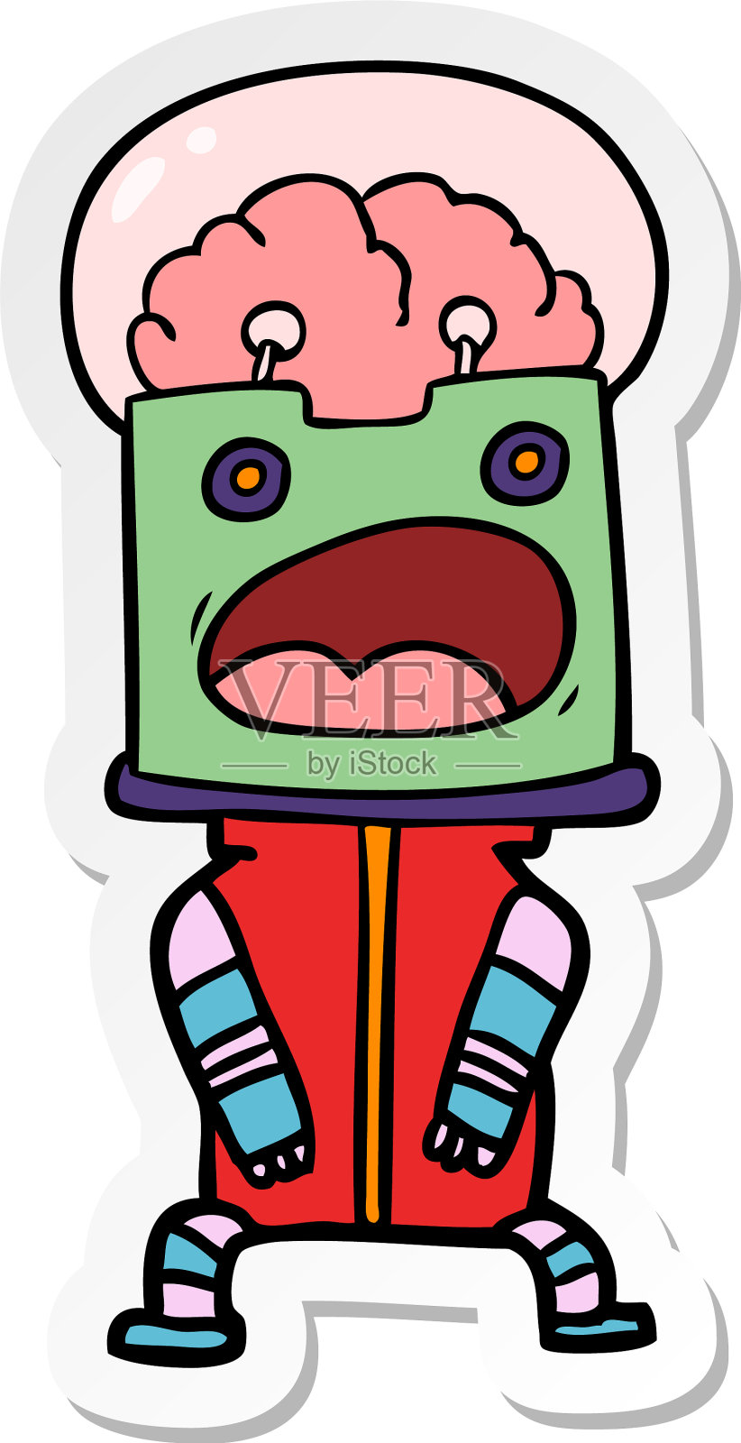 卡通机器人贴纸设计元素图片