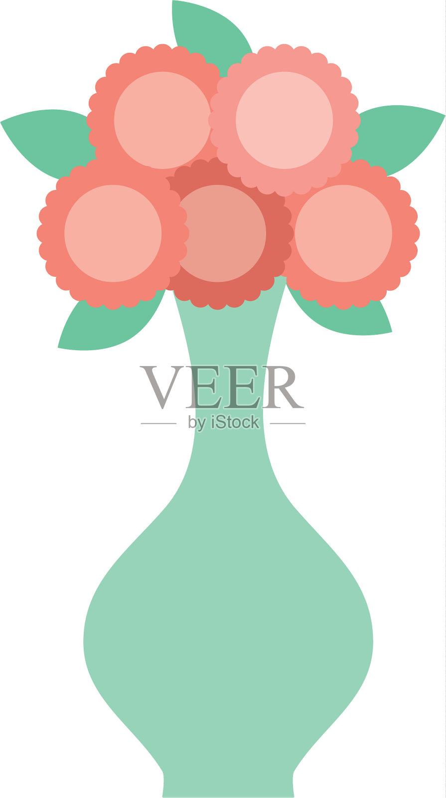 一束鲜花插在花瓶内装饰设计元素图片