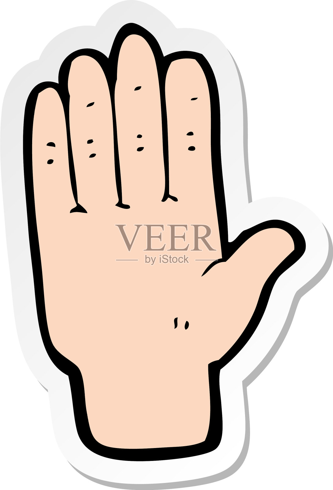 一张卡通张开手的贴纸设计元素图片