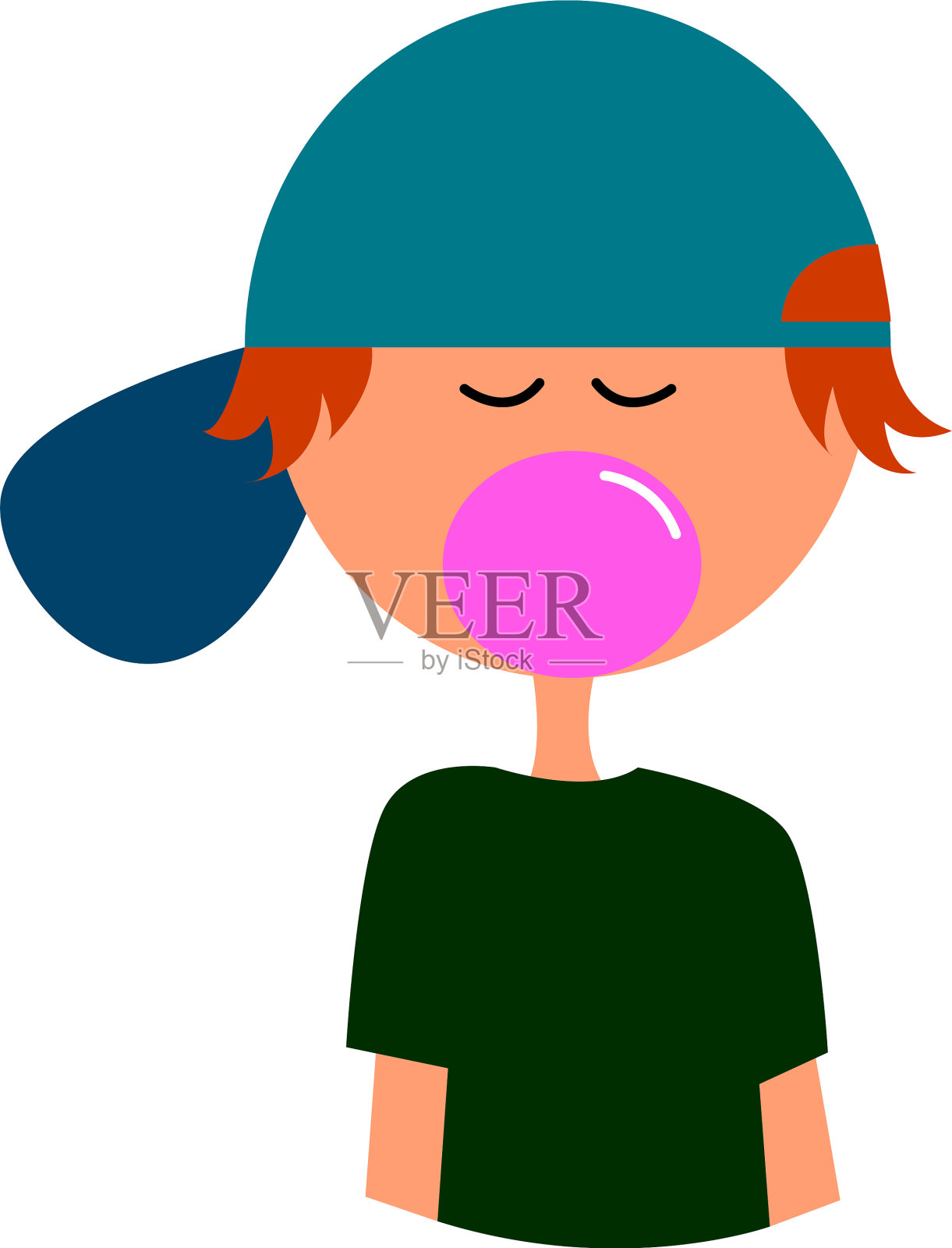 剪报一个男孩吹泡泡糖或颜色设计元素图片