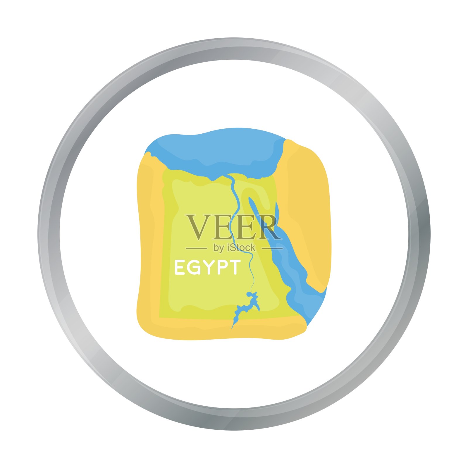 埃及领土图标在卡通风格孤立设计元素图片