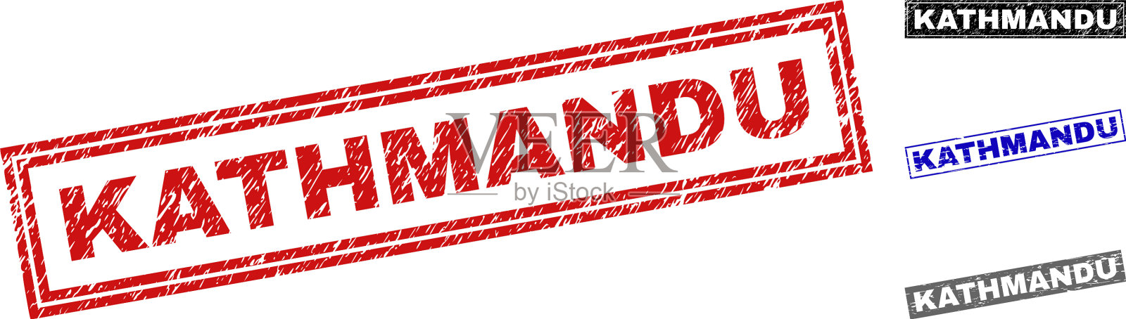 Grunge加德满都刻有矩形邮票印章插画图片素材