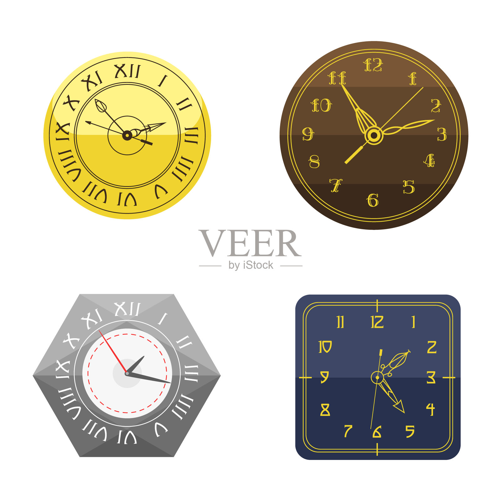 挂钟圆符号与天文钟指针图标素材