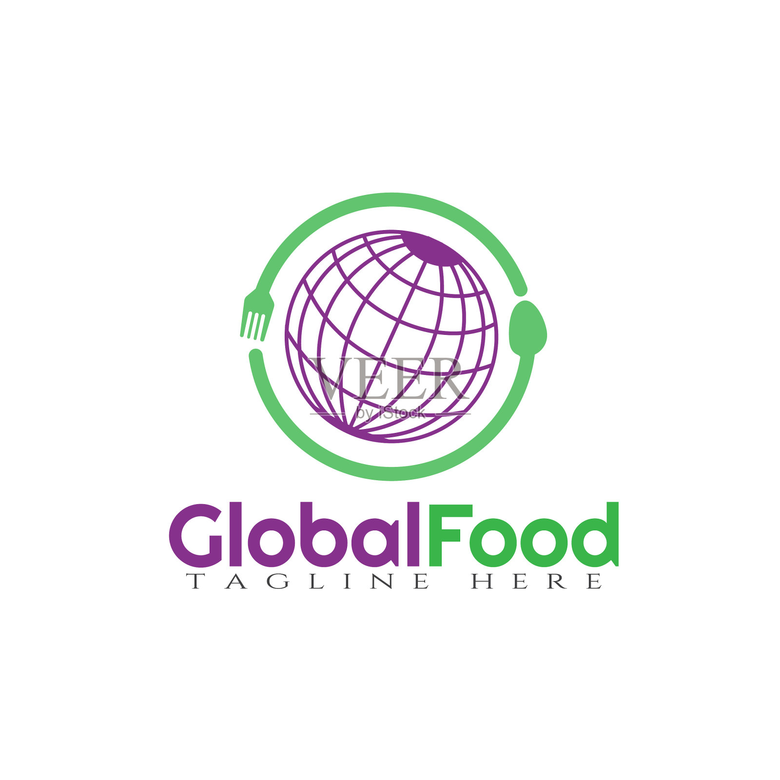 全球食品标志设计世界和餐具插画图片素材