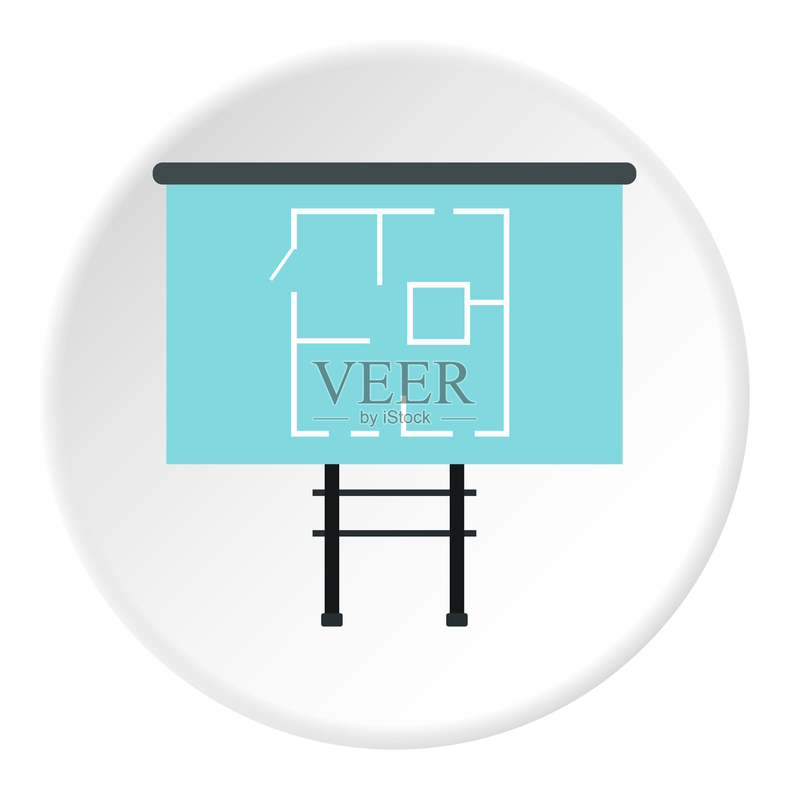 站与房屋项目图标扁平化风格插画图片素材