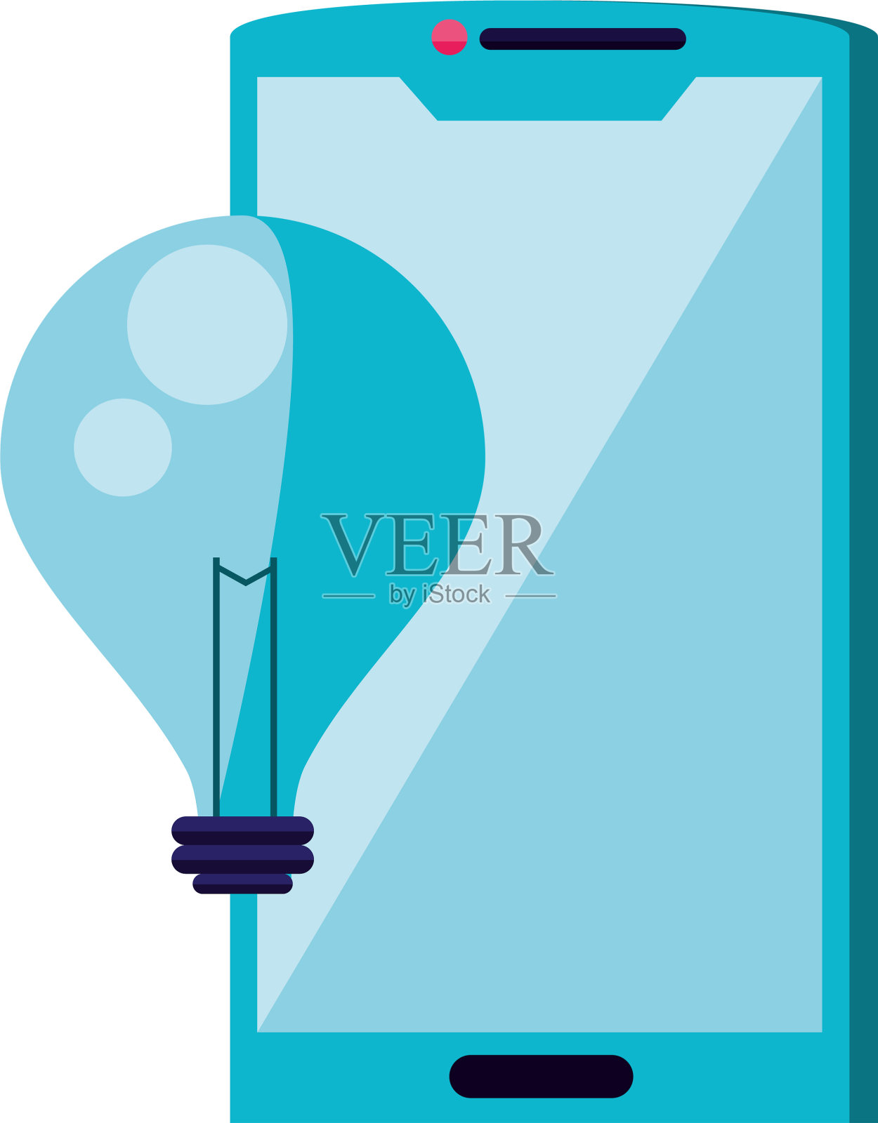 带有灯泡的智能手机插画图片素材