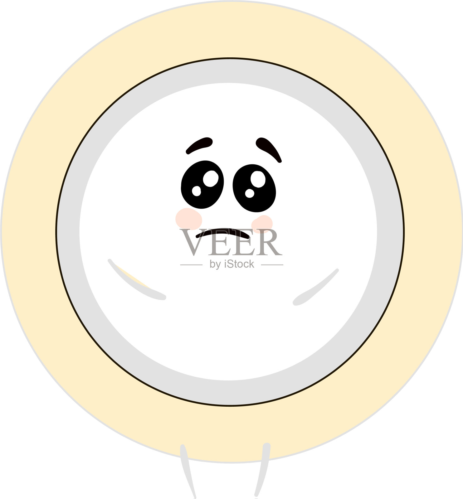 表情符号是一个悲伤的白色盘子或颜色设计元素图片