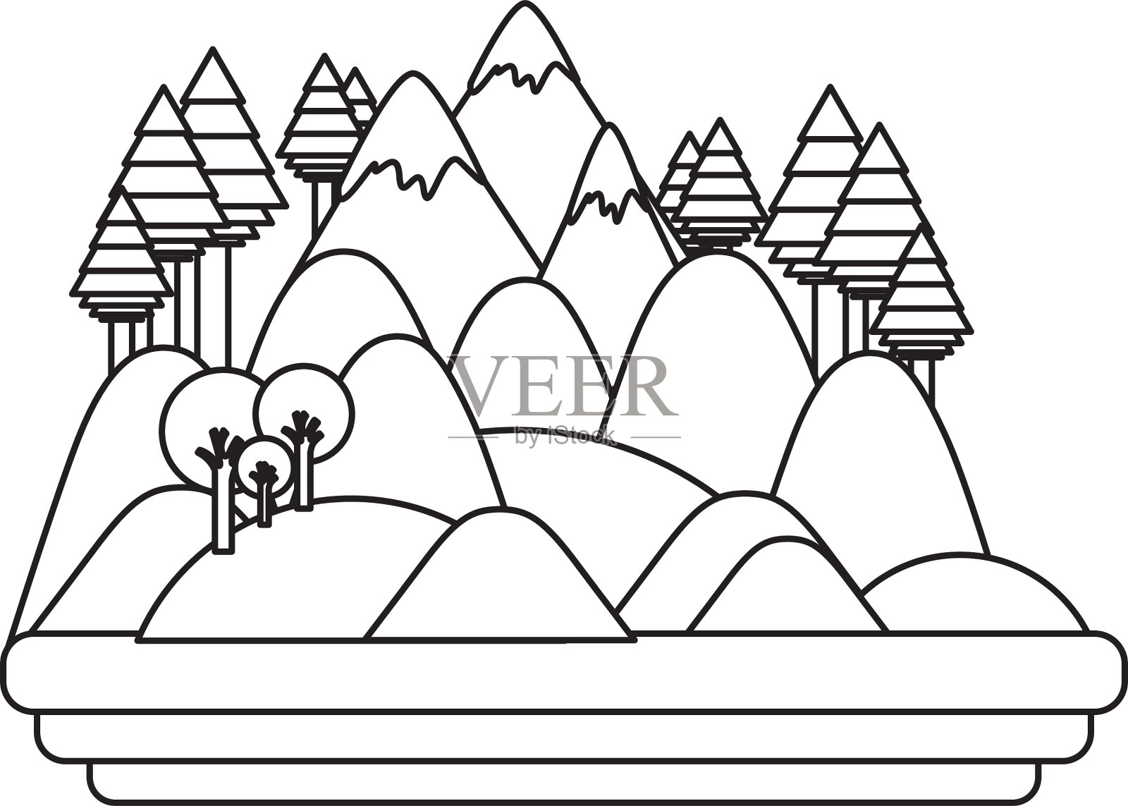 孤立的森林和山脉设计插画图片素材