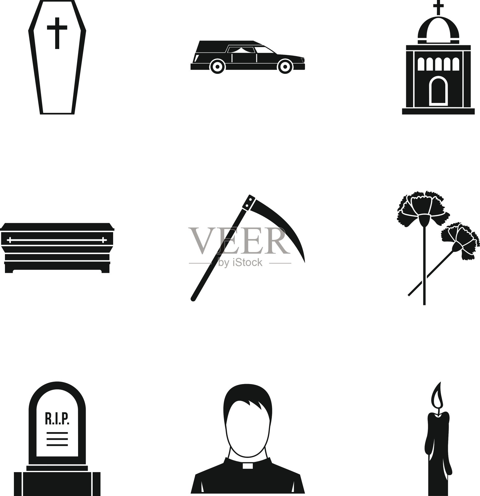 死亡人物图标设置简单的风格图标素材