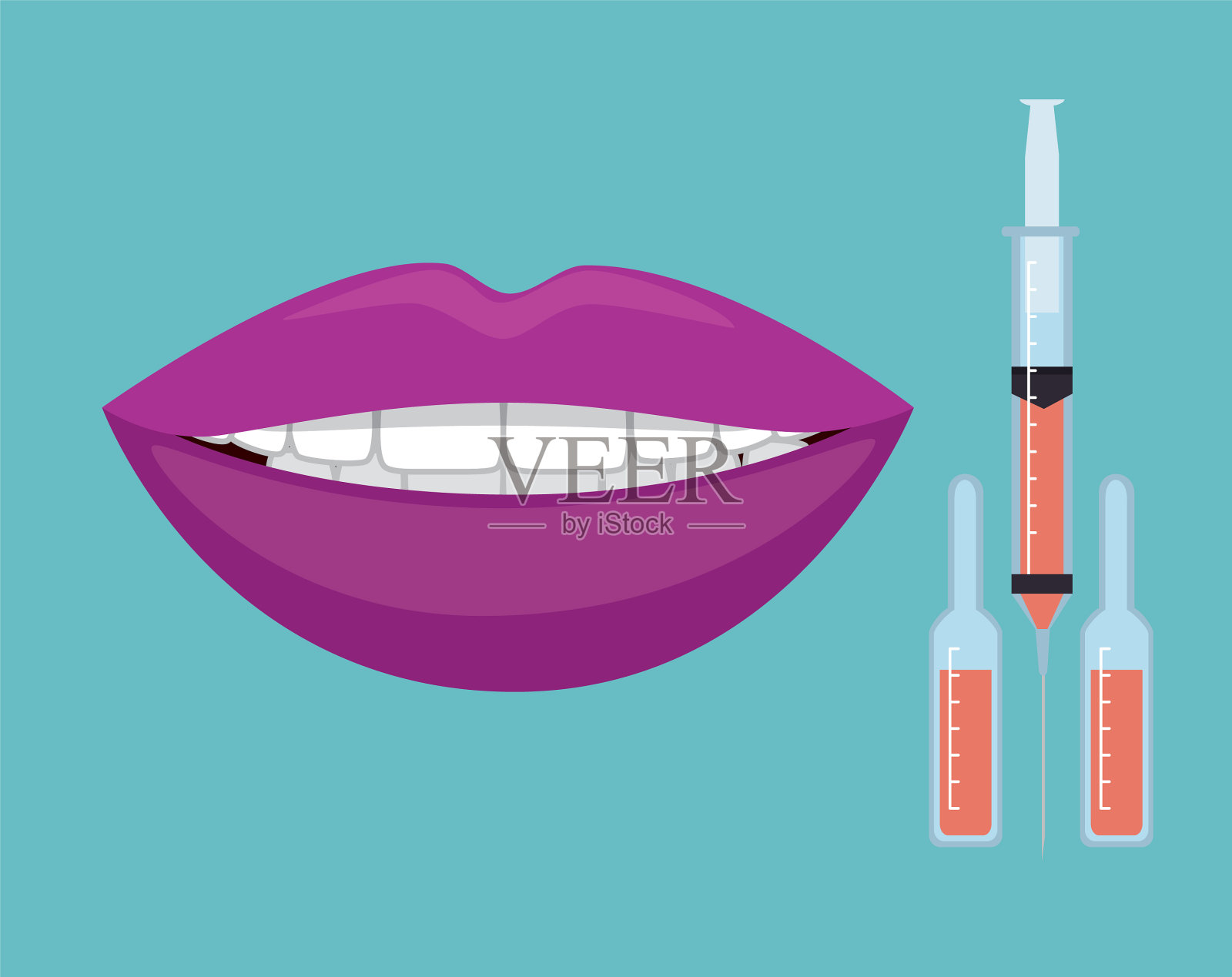 女人的嘴唇注射了肉毒杆菌插画图片素材