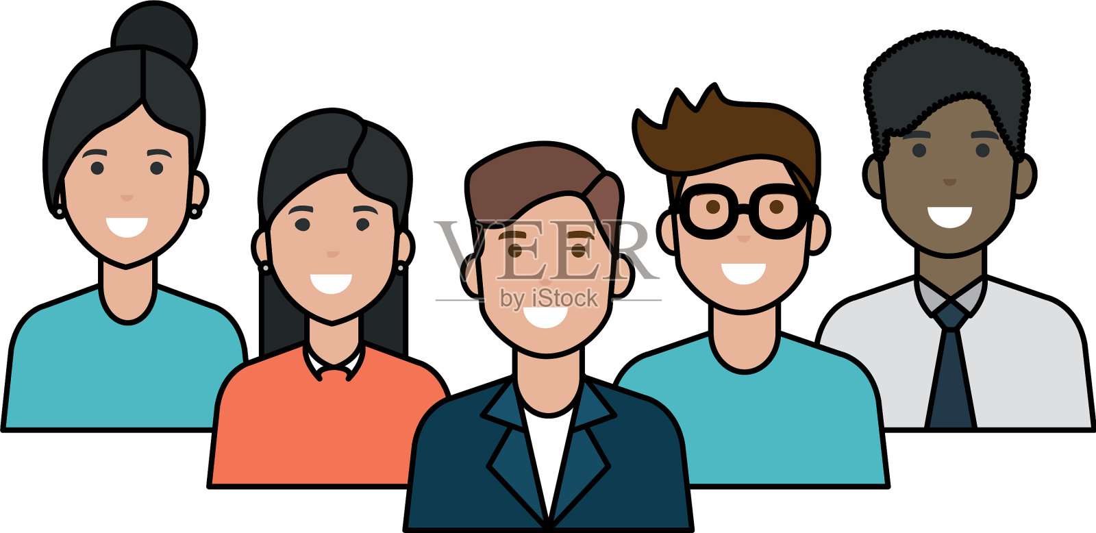 孤立的女性和男性角色设计设计元素图片