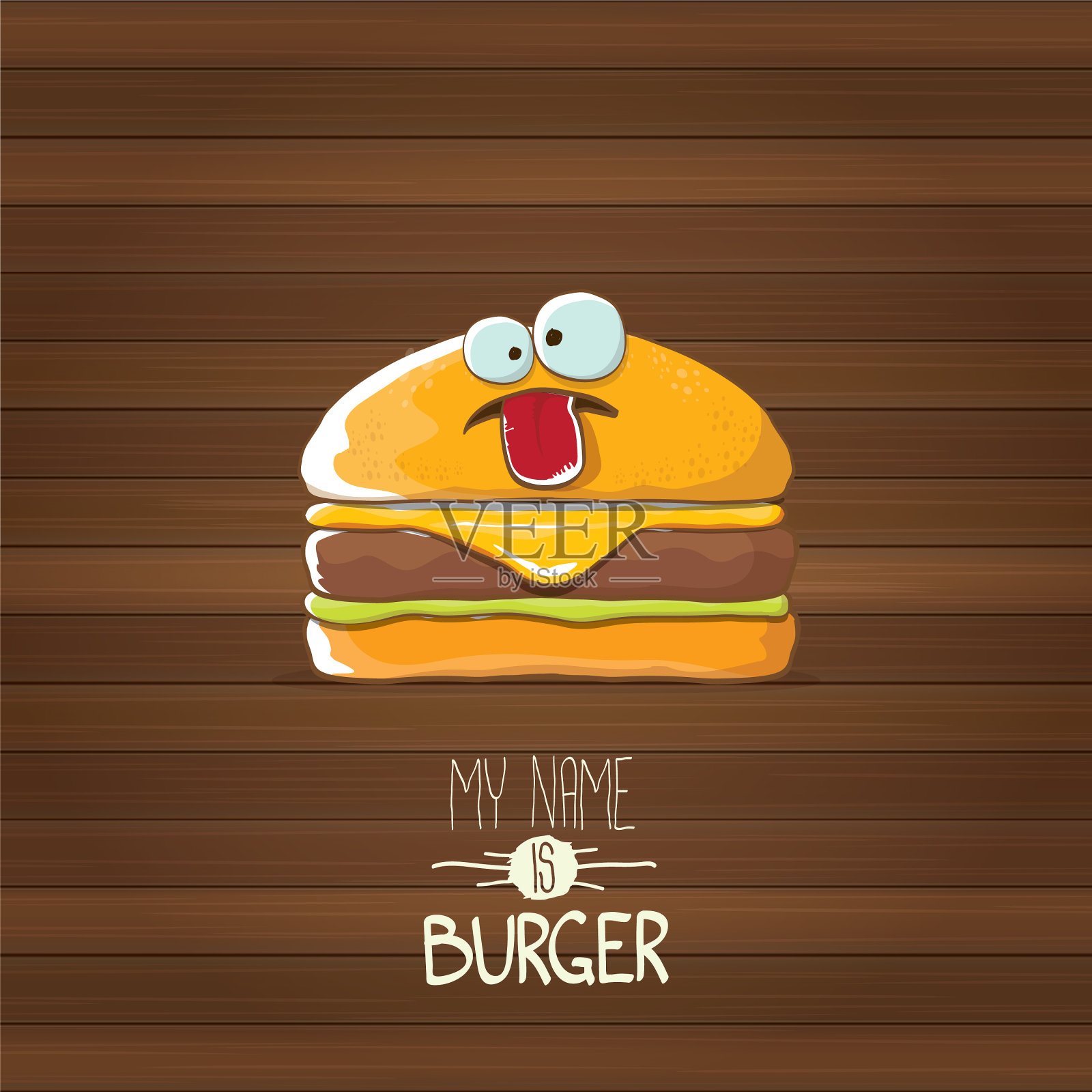 卡通小汉堡人物与奶酪插画图片素材