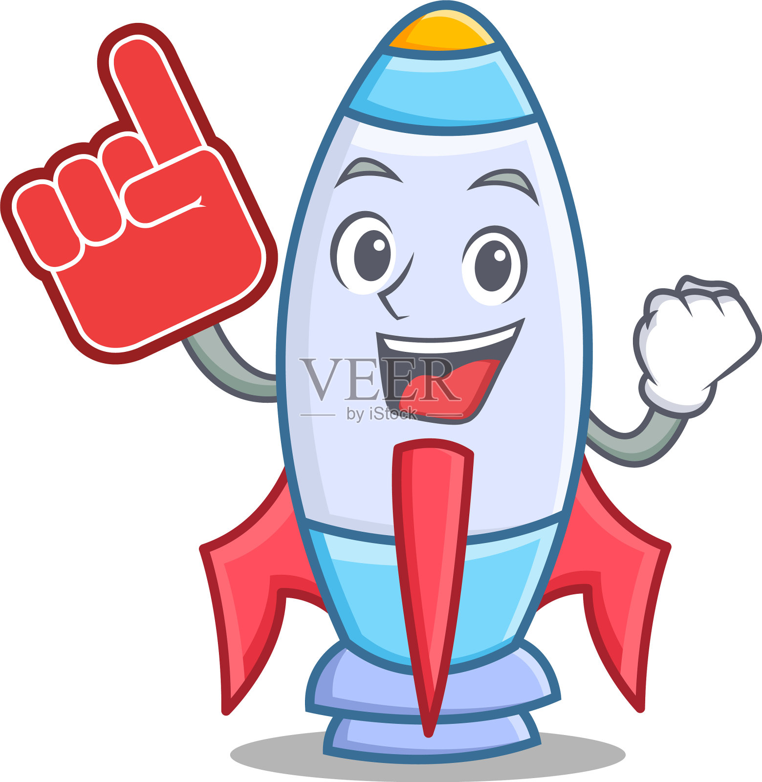 泡沫手指可爱的火箭人物卡通插画图片素材
