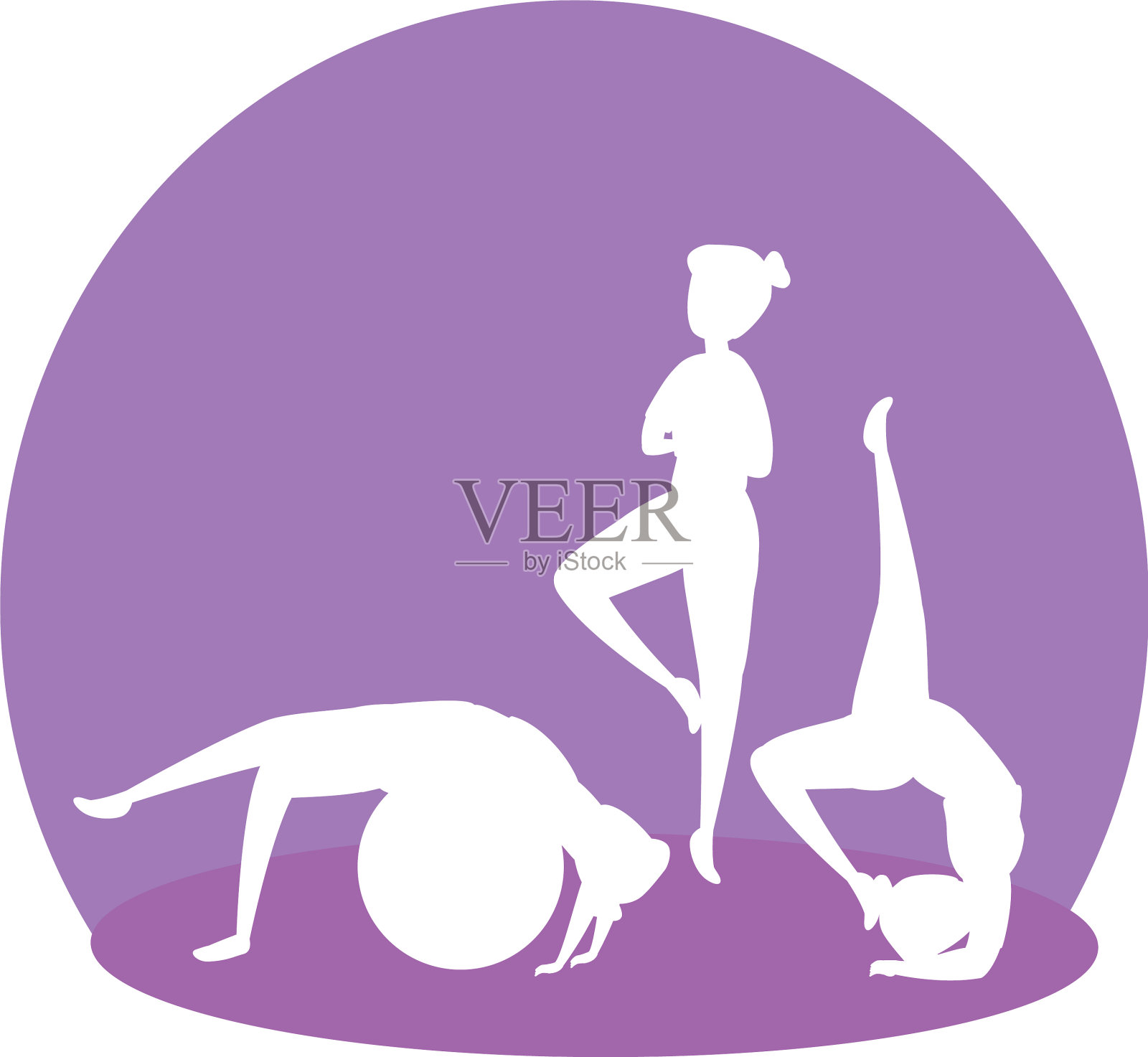 剪影女子团体练习普拉提设计元素图片