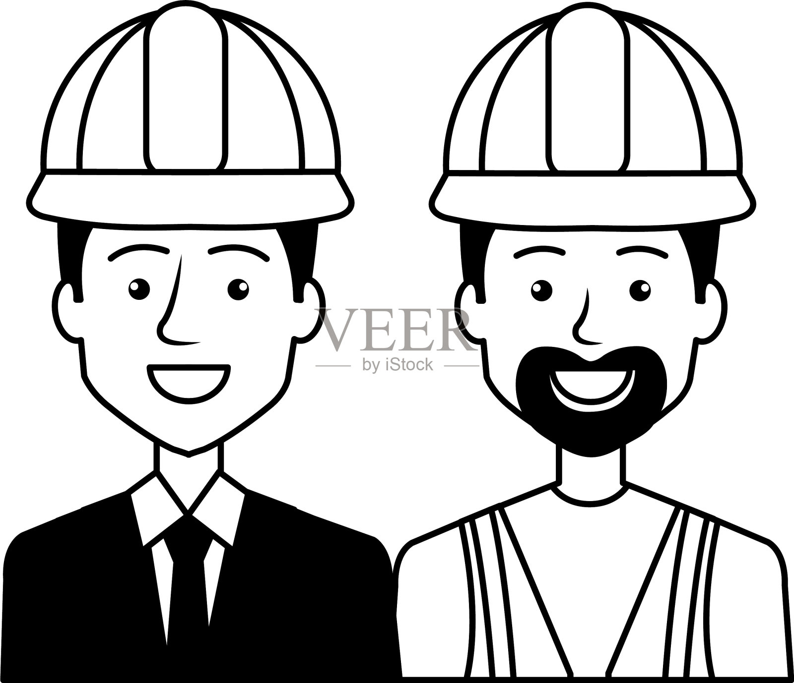 带着头盔的工程师和建设者设计元素图片