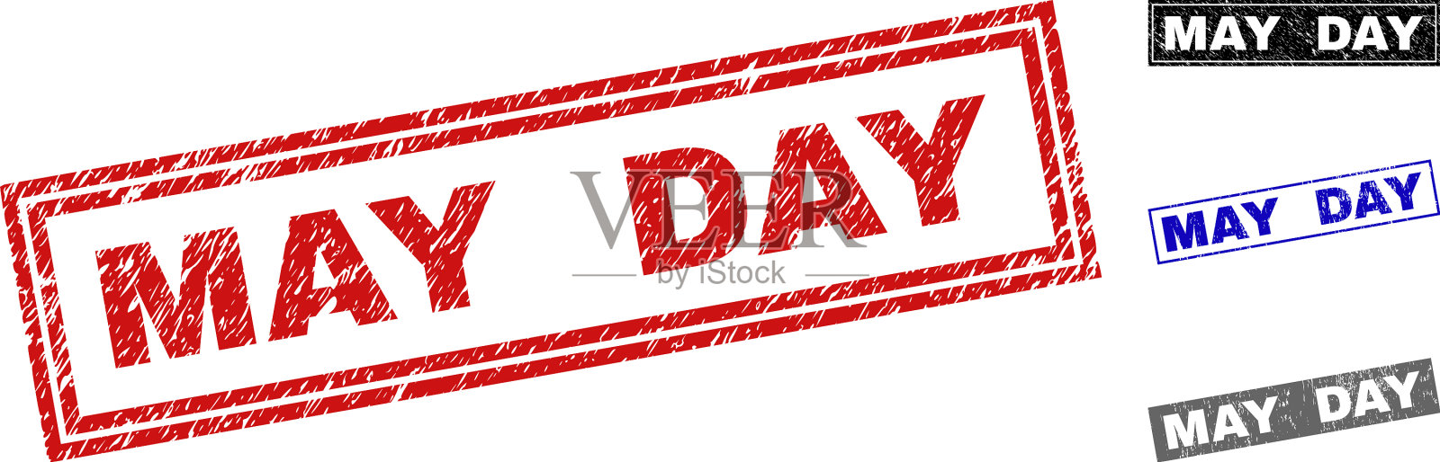 垃圾摇滚五一节刻花矩形邮票插画图片素材