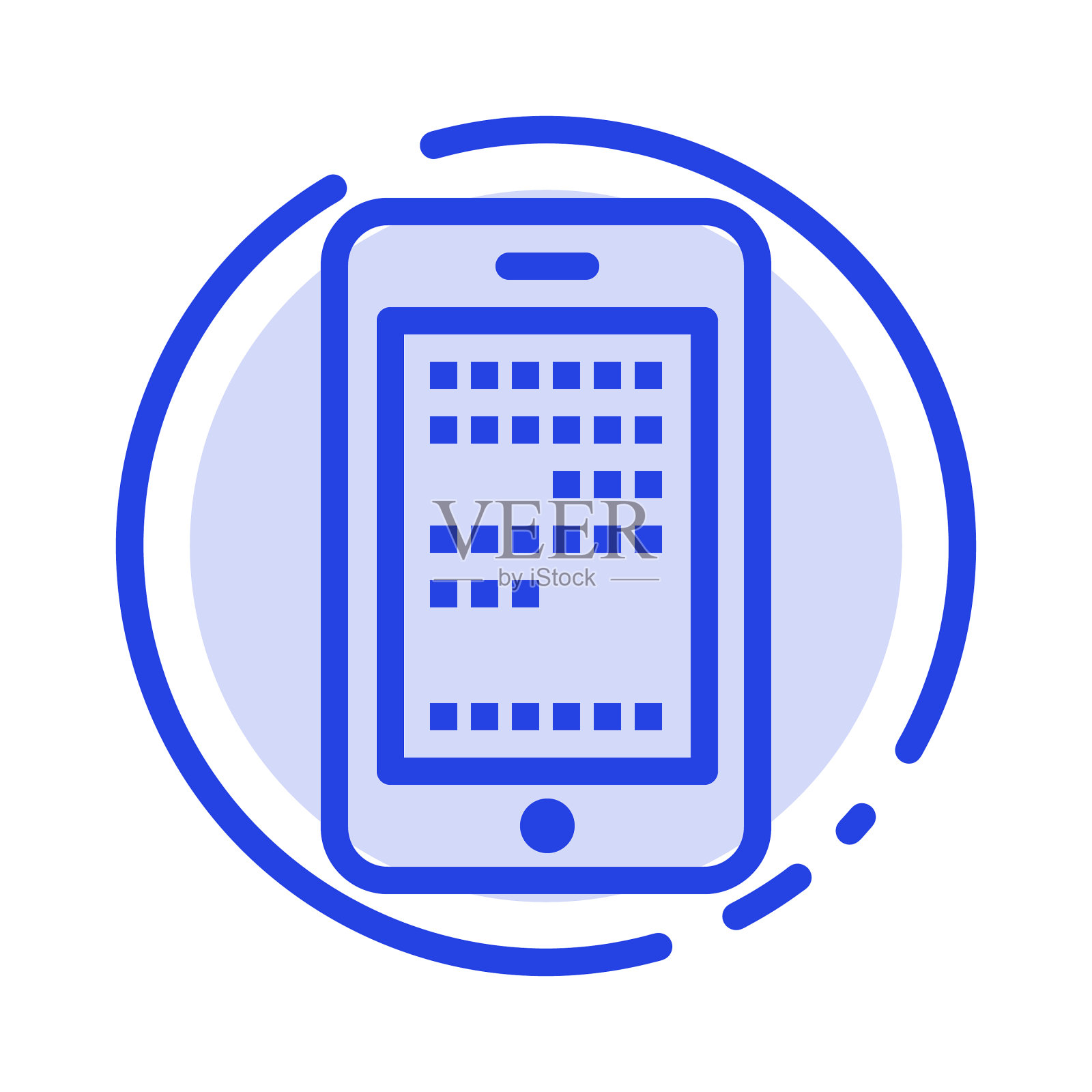 移动教育单元编码蓝虚线插画图片素材