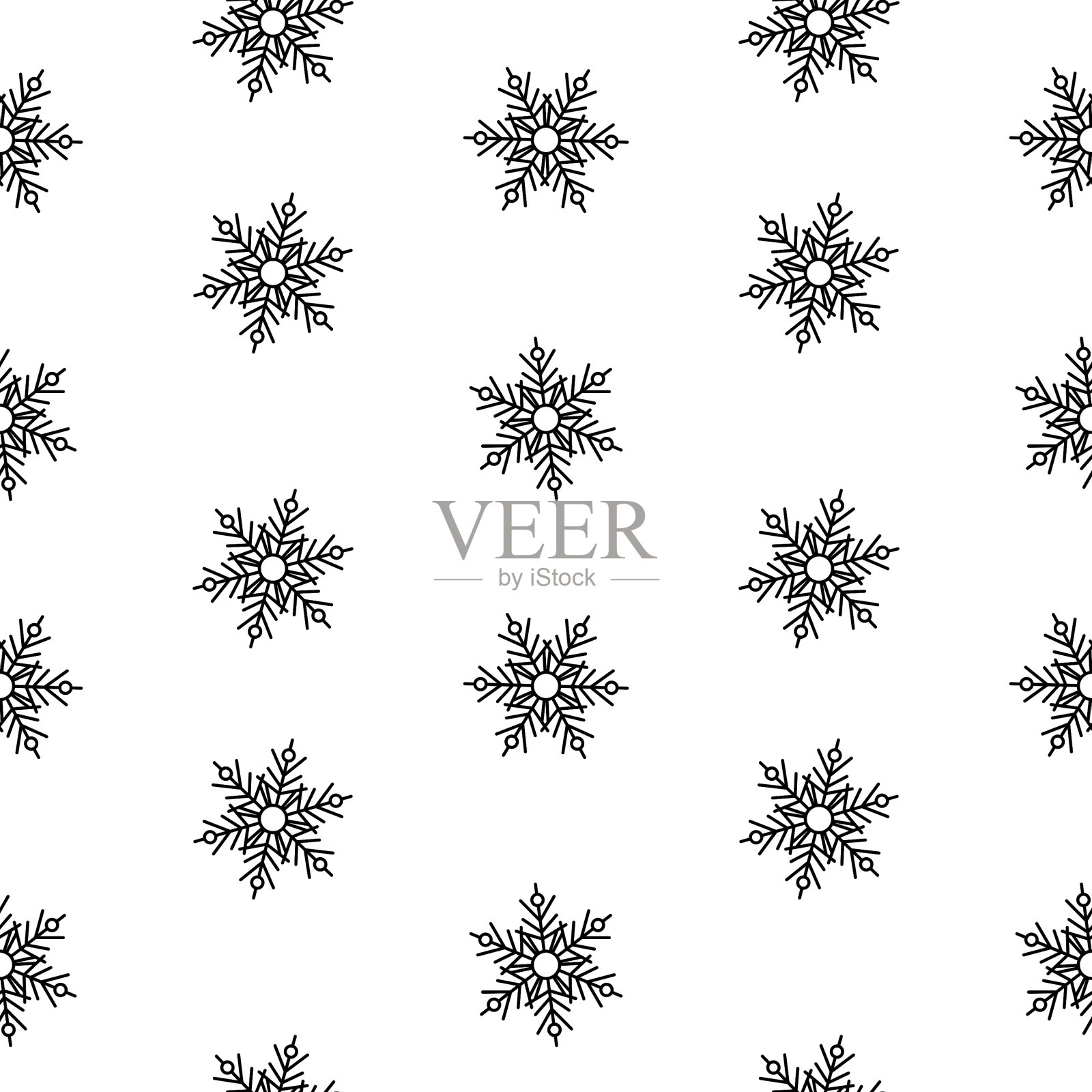 无缝图案雪花抽象隔离插画图片素材