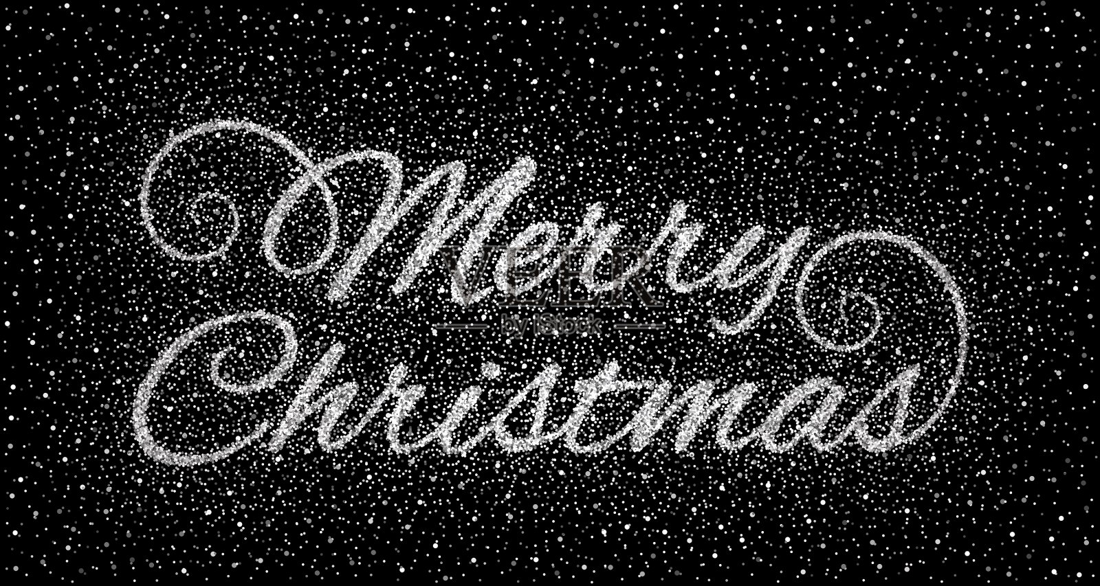 闪闪发光的银色铭文圣诞快乐插画图片素材