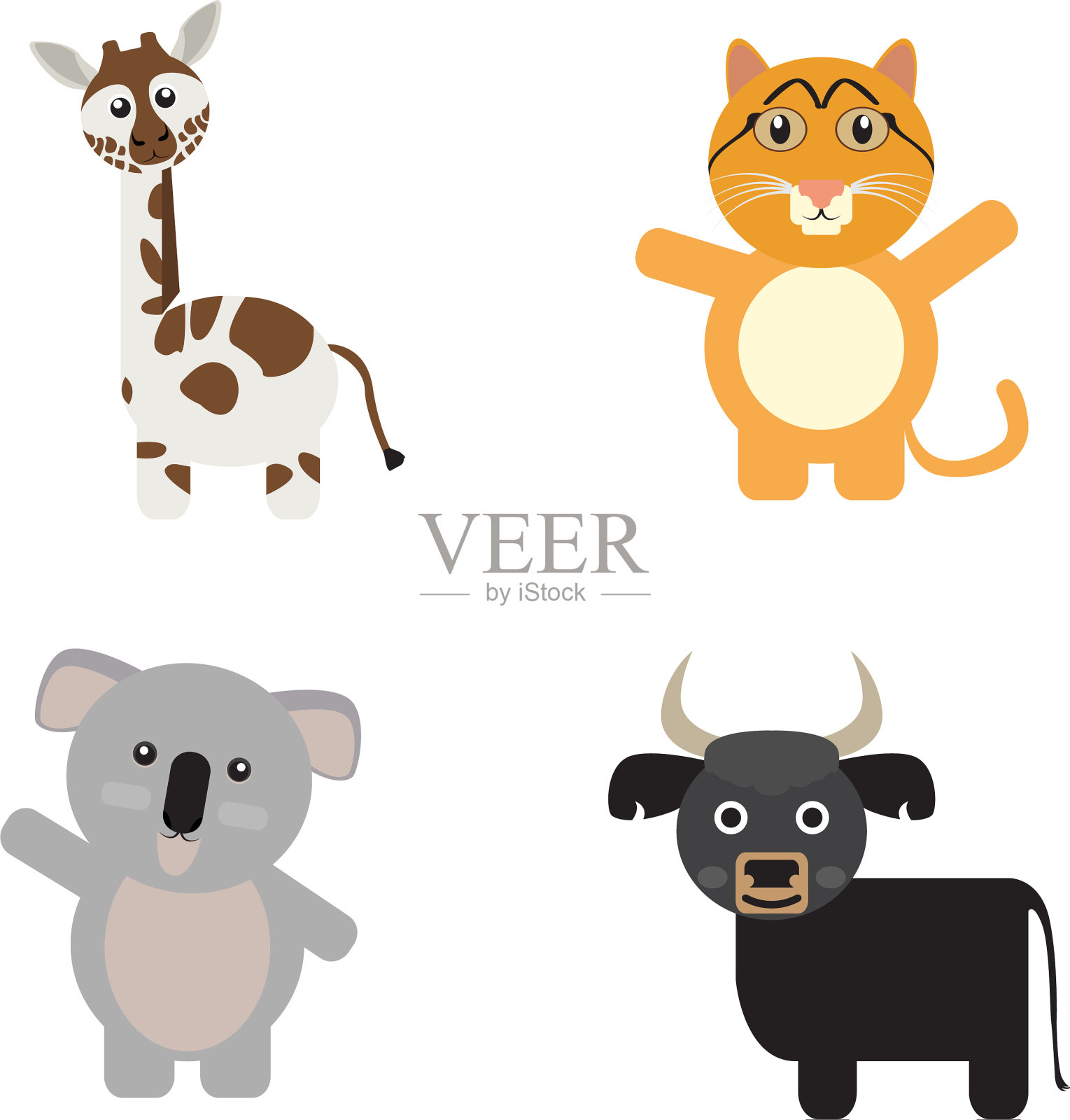 一套可爱的动物插画图片素材