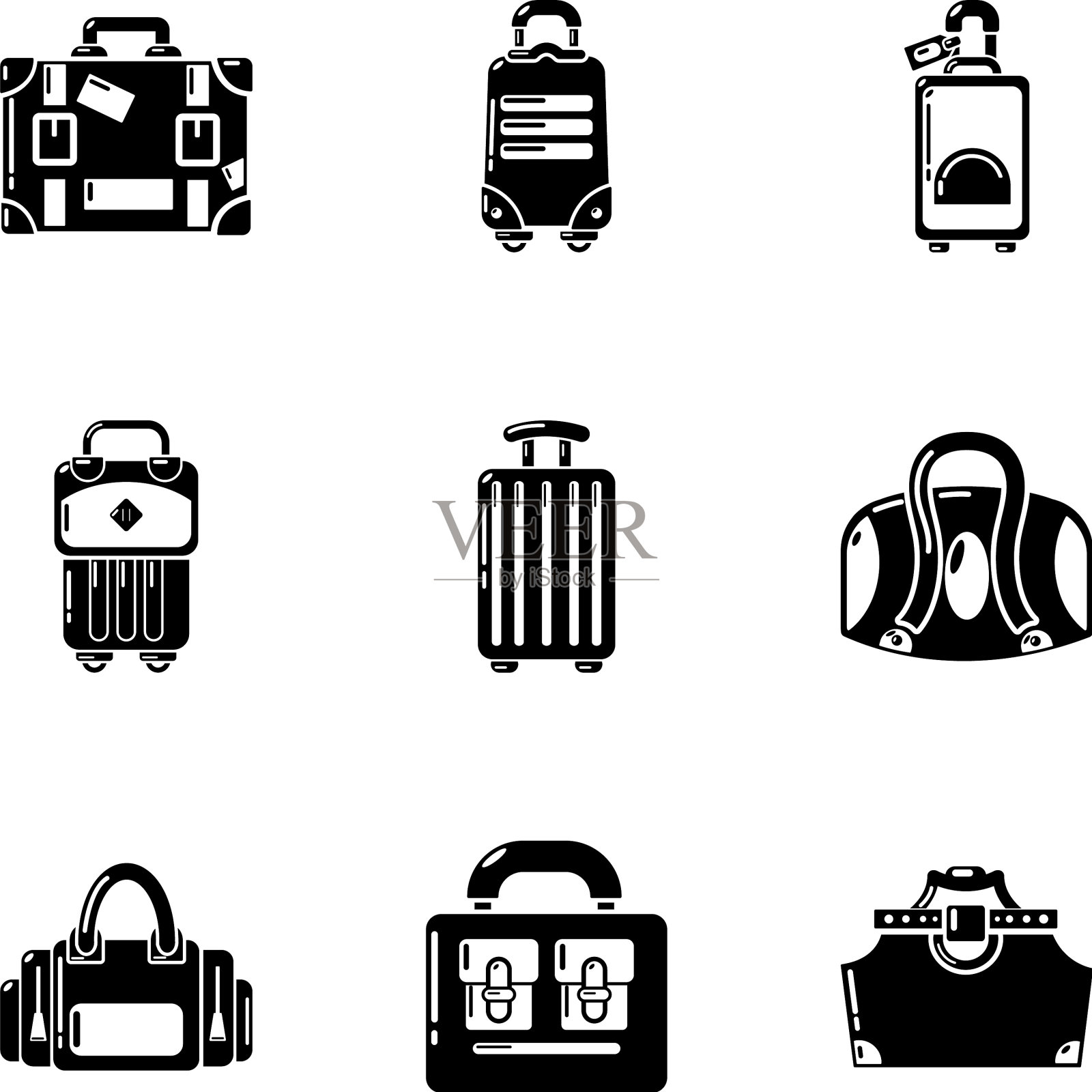 旅行包图标设置简单的风格图标素材