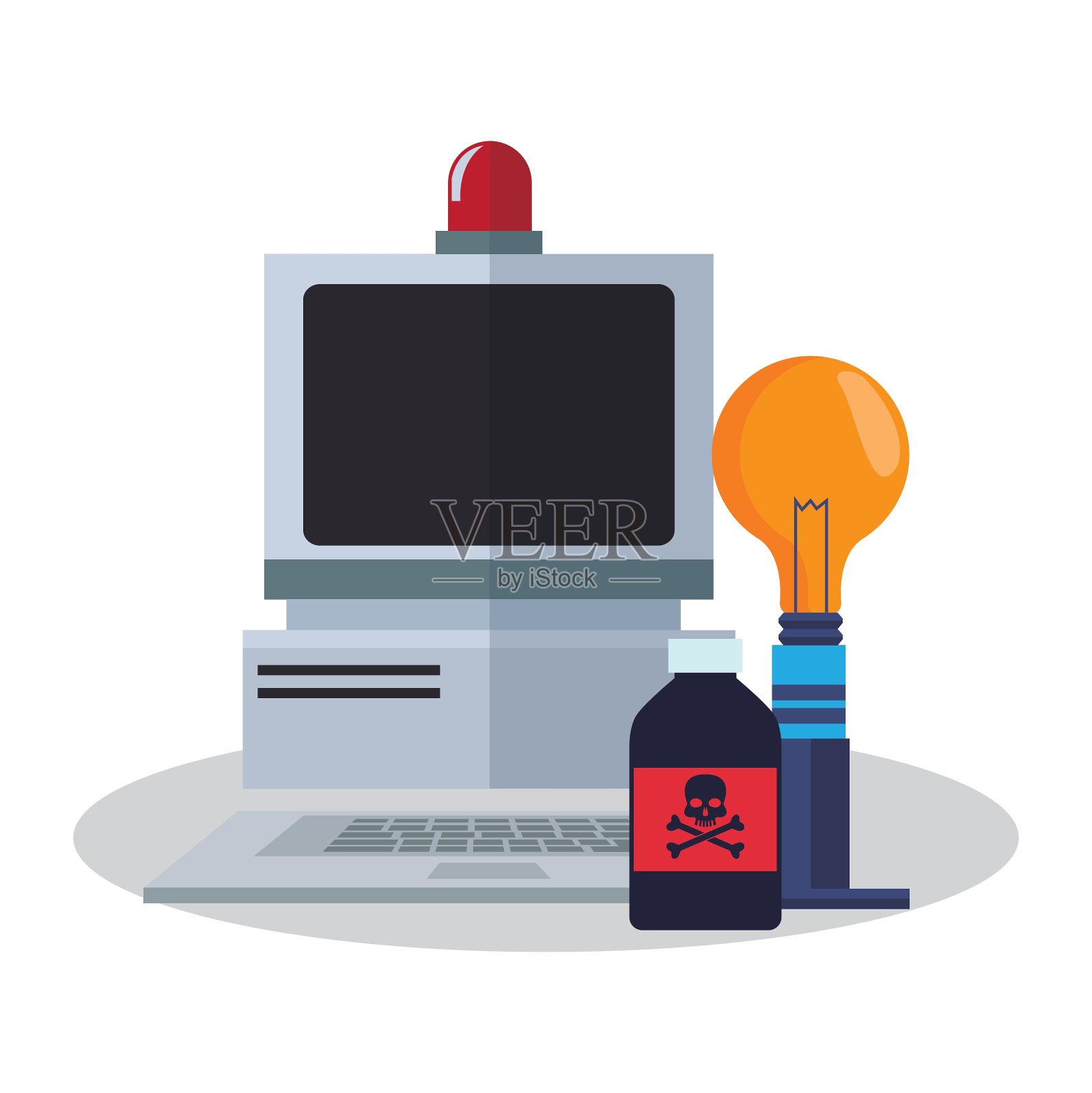 丰富多彩的计算机和实验室设计插画图片素材