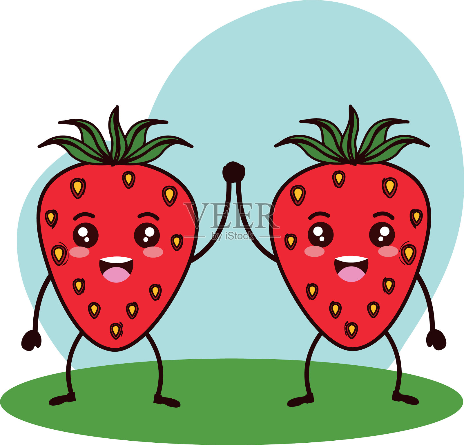 新鲜的草莓，水果，可爱的人物设计元素图片