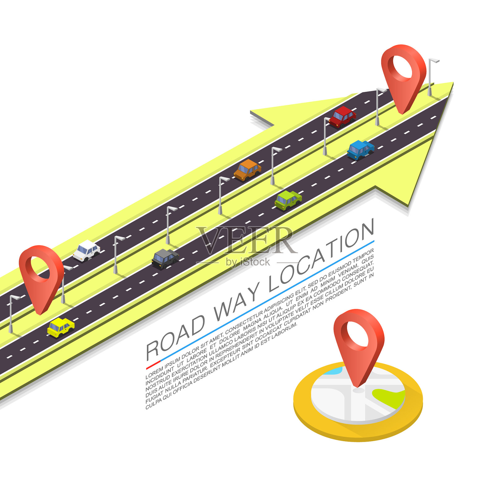 铺装道路在道路等距位置上设计元素图片