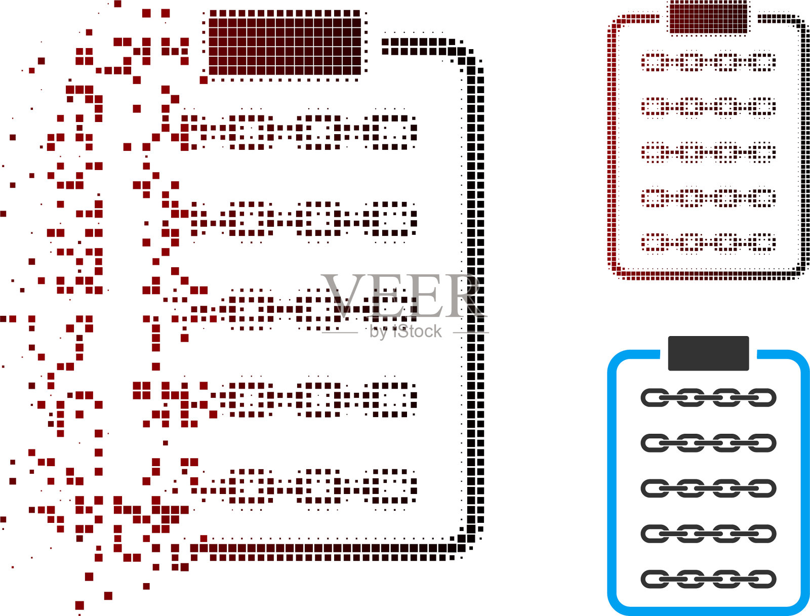 分解像素半色调区块链列表页面插画图片素材