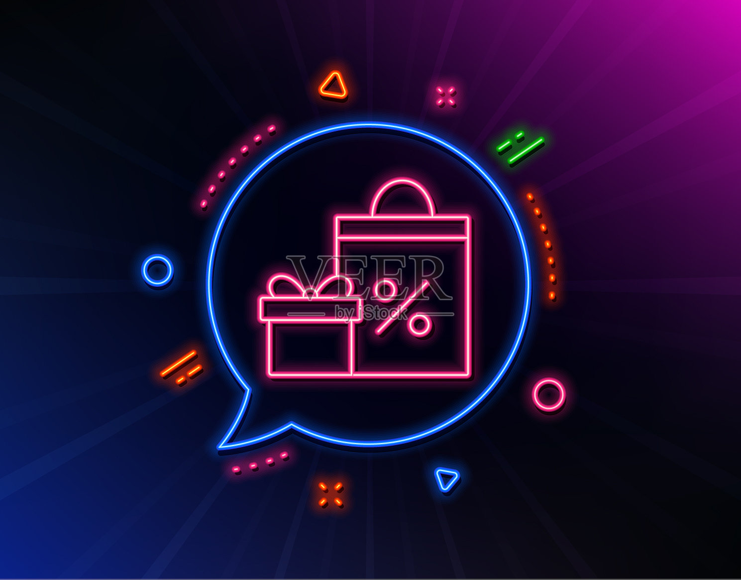 礼盒与购物袋线图标礼物插画图片素材