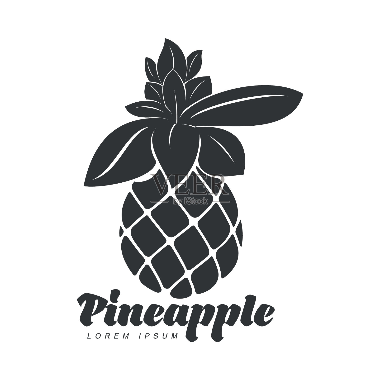 黑白对称图形菠萝标志设计元素图片