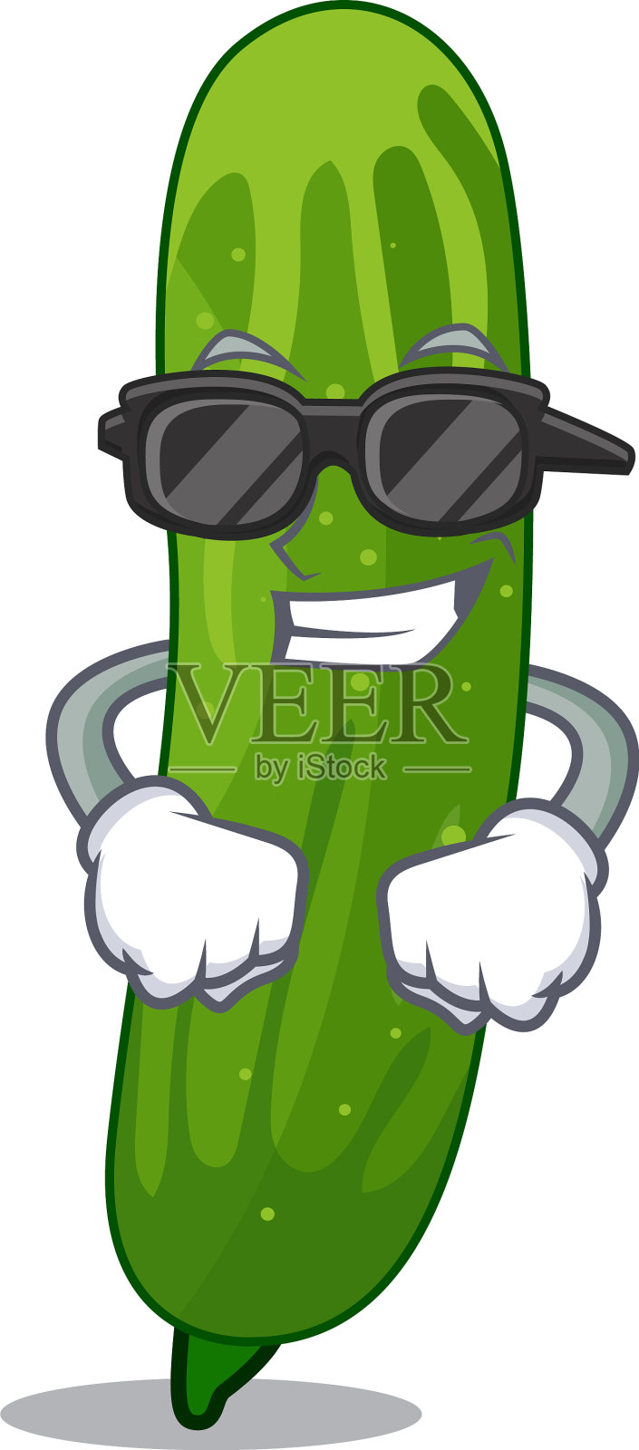 超级清凉的新鲜黄瓜片卡通盘设计元素图片