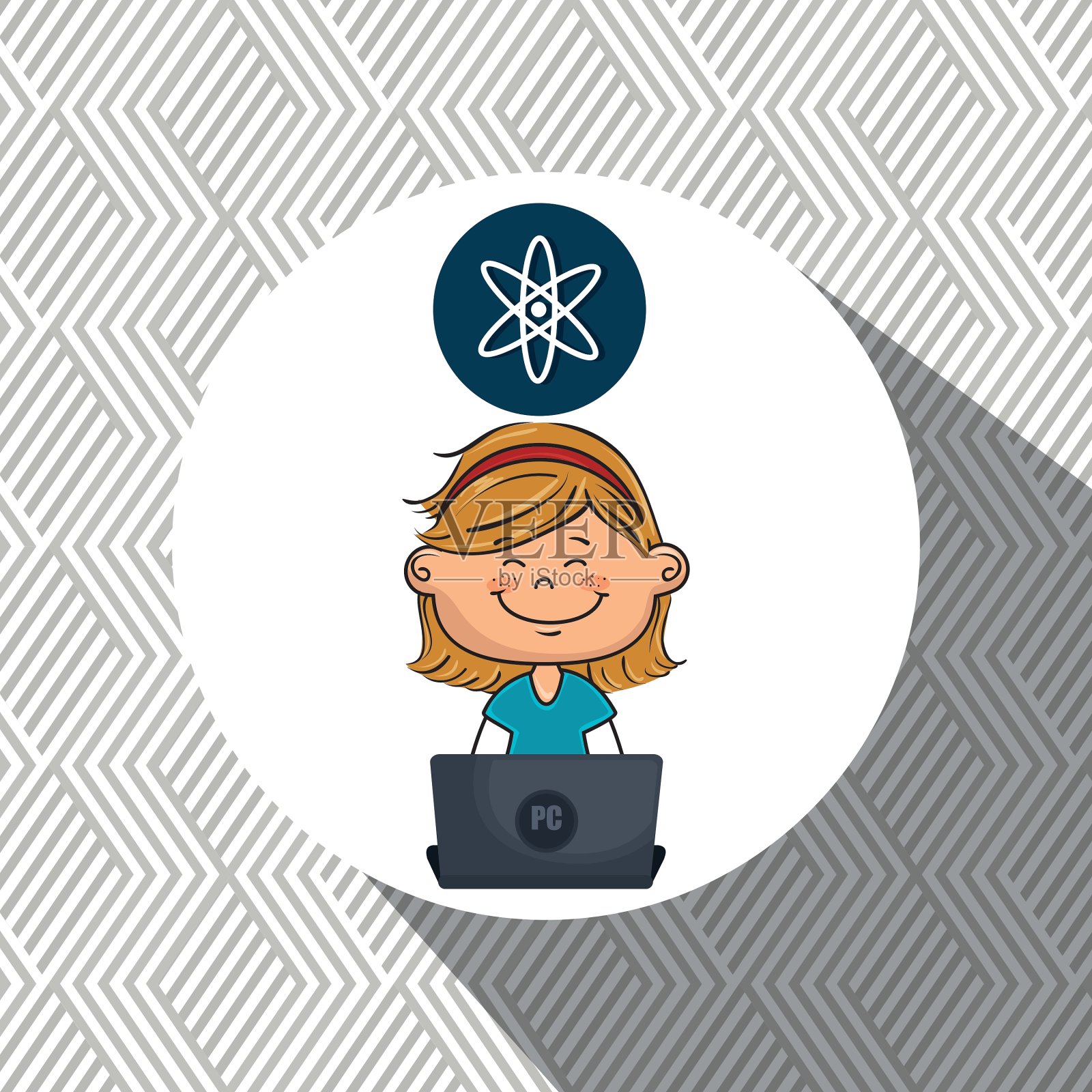 女孩原子笔记本的想法插画图片素材