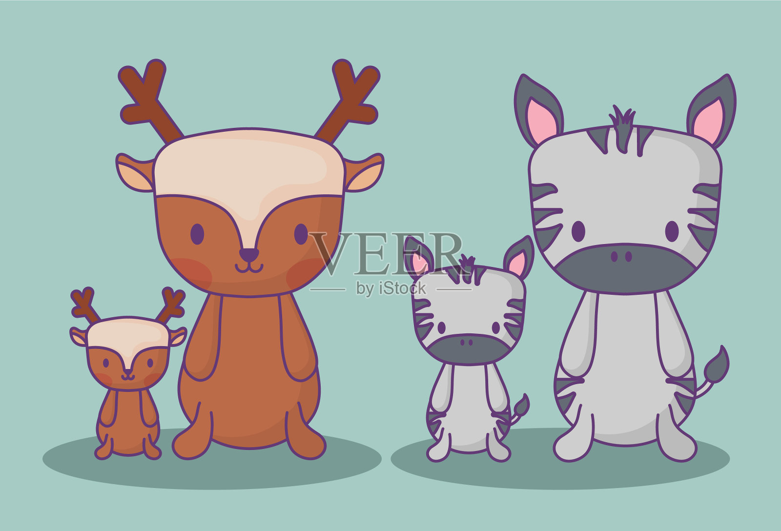 可爱的动物设计插画图片素材