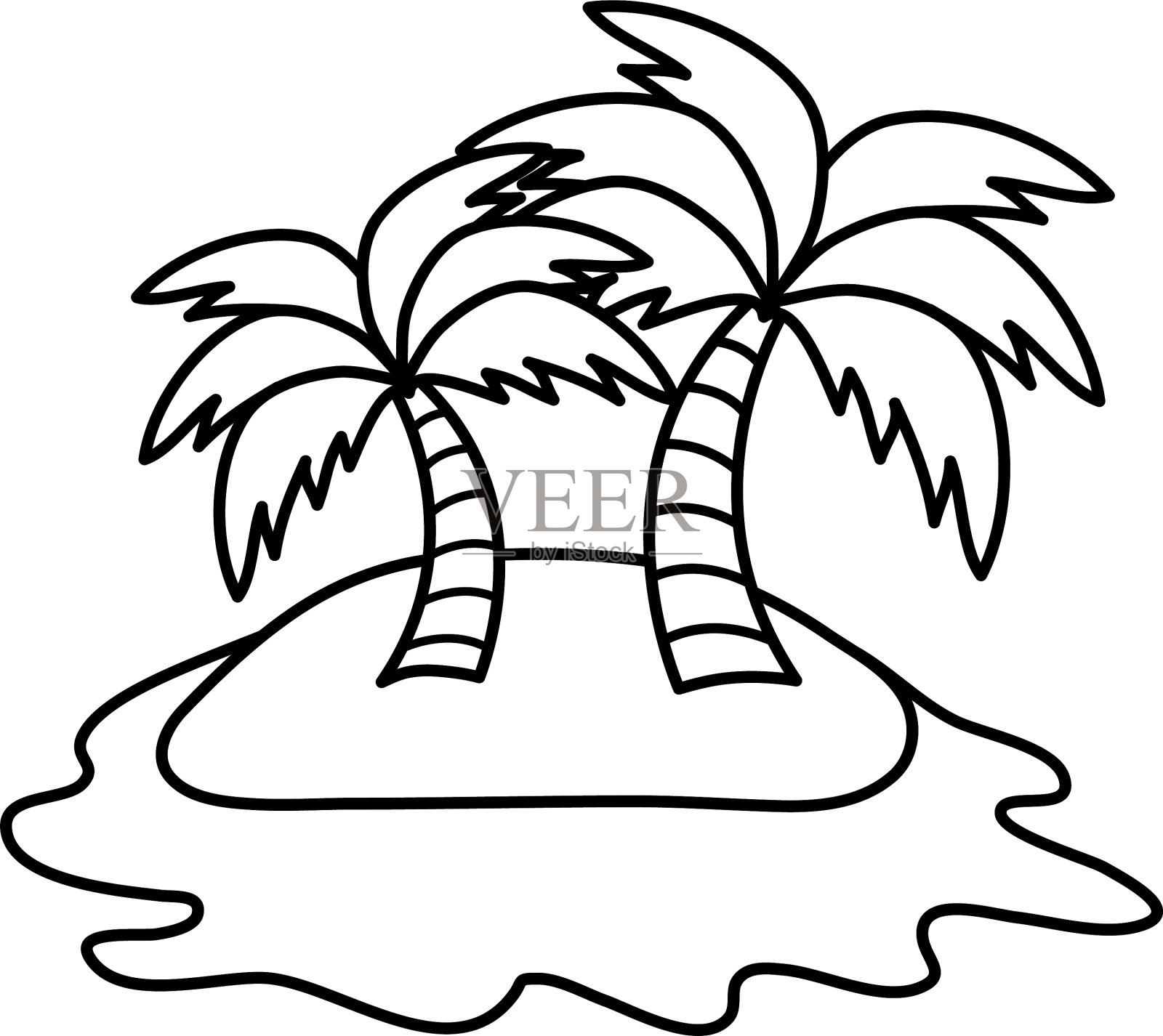 树棕榈海滩在岛上的夏季图标设计元素图片