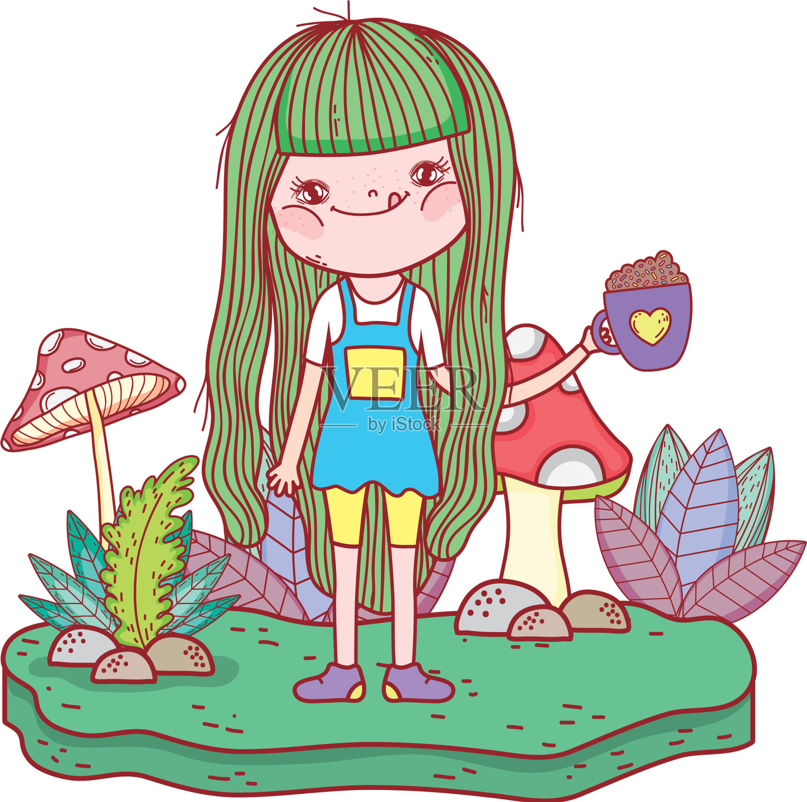 小女孩在风景中设计元素图片