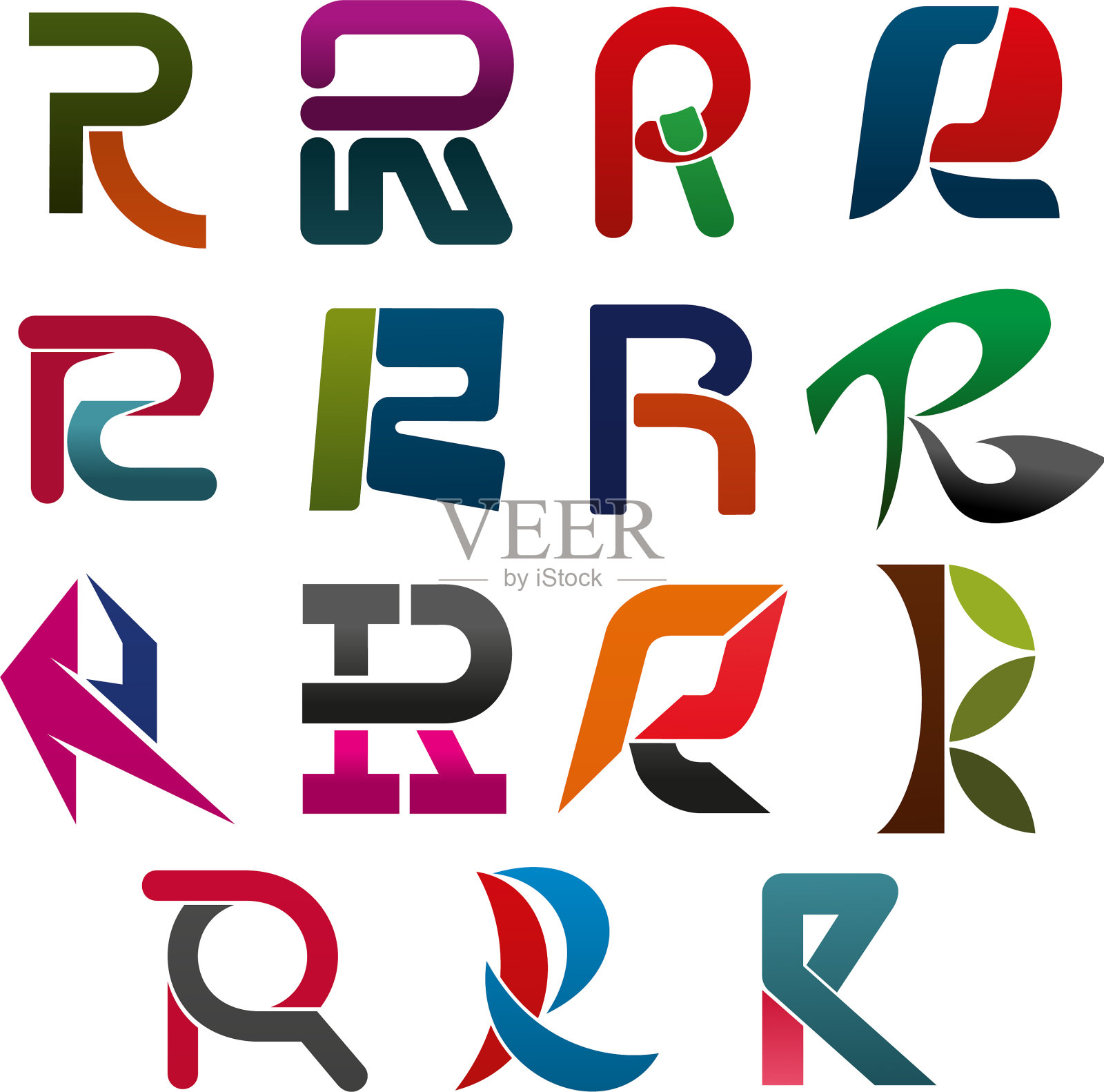 R字母图标为企业标识字体设计设计元素图片