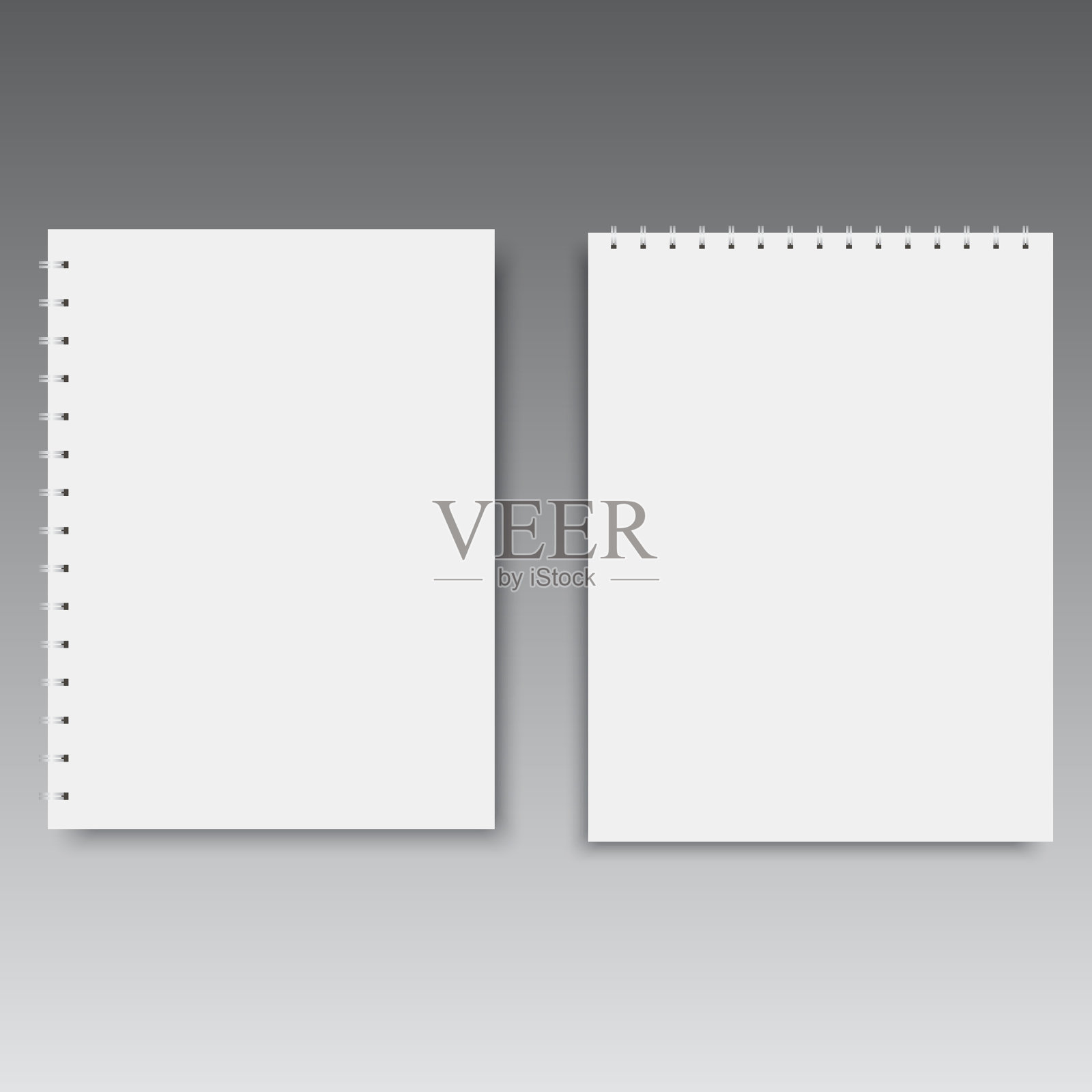 立式和卧式螺旋笔记本模板插画图片素材