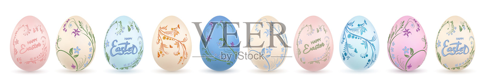 复活节蛋3d图标蜡笔蛋设置字母图标素材