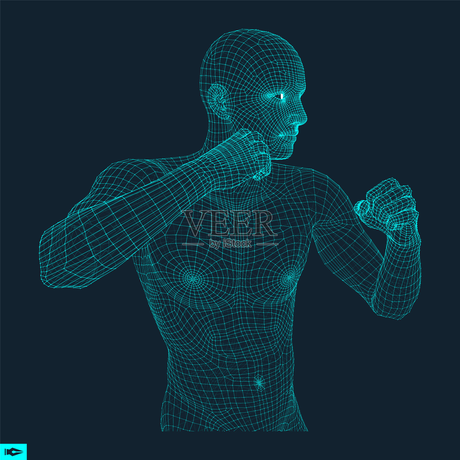 拳击手格斗男子三维模型的男子运动符号插画图片素材