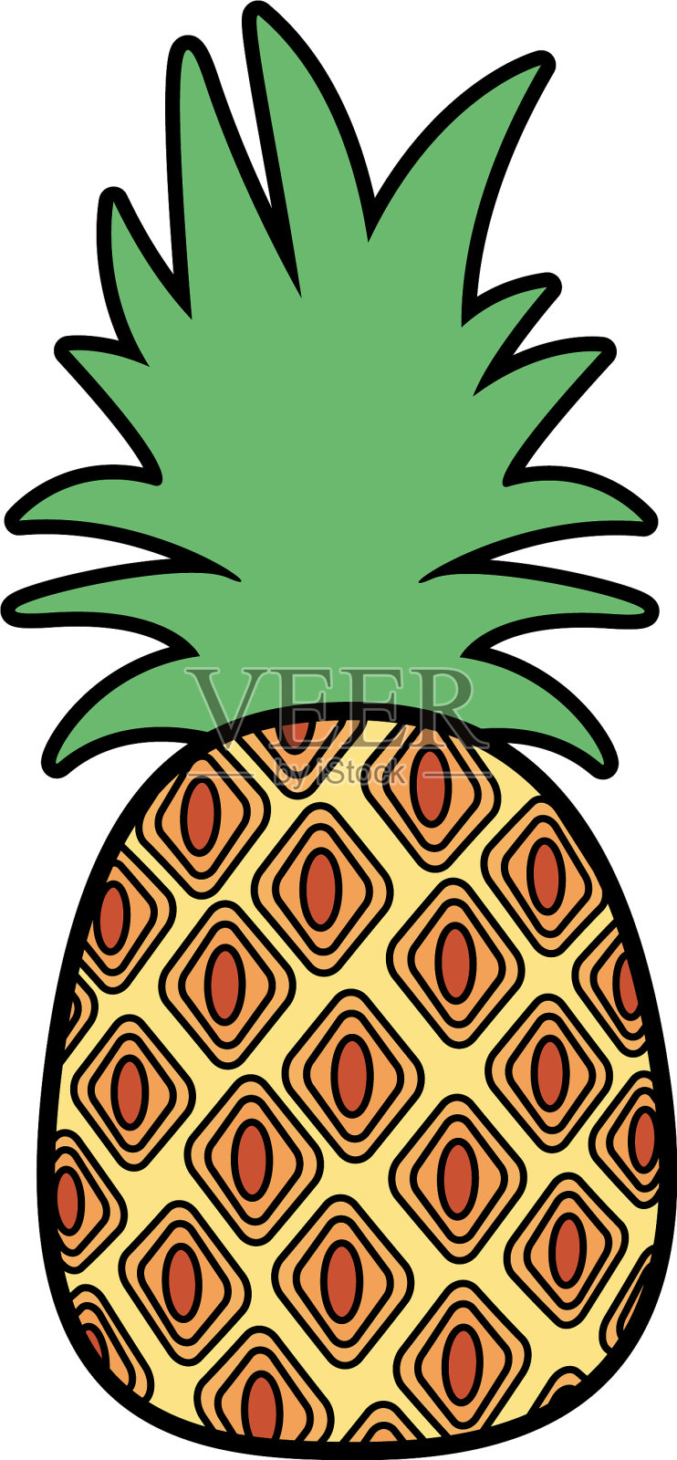 白色背景上的菠萝热带水果设计元素图片