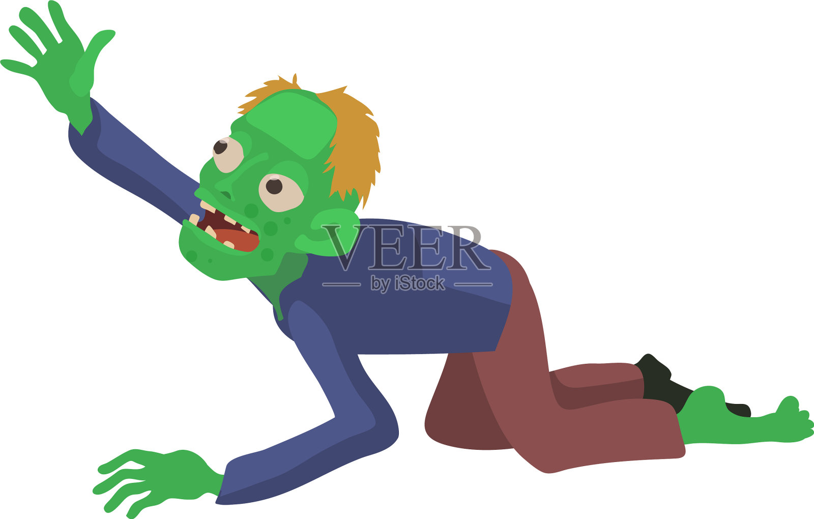 僵尸爬行图标卡通风格插画图片素材